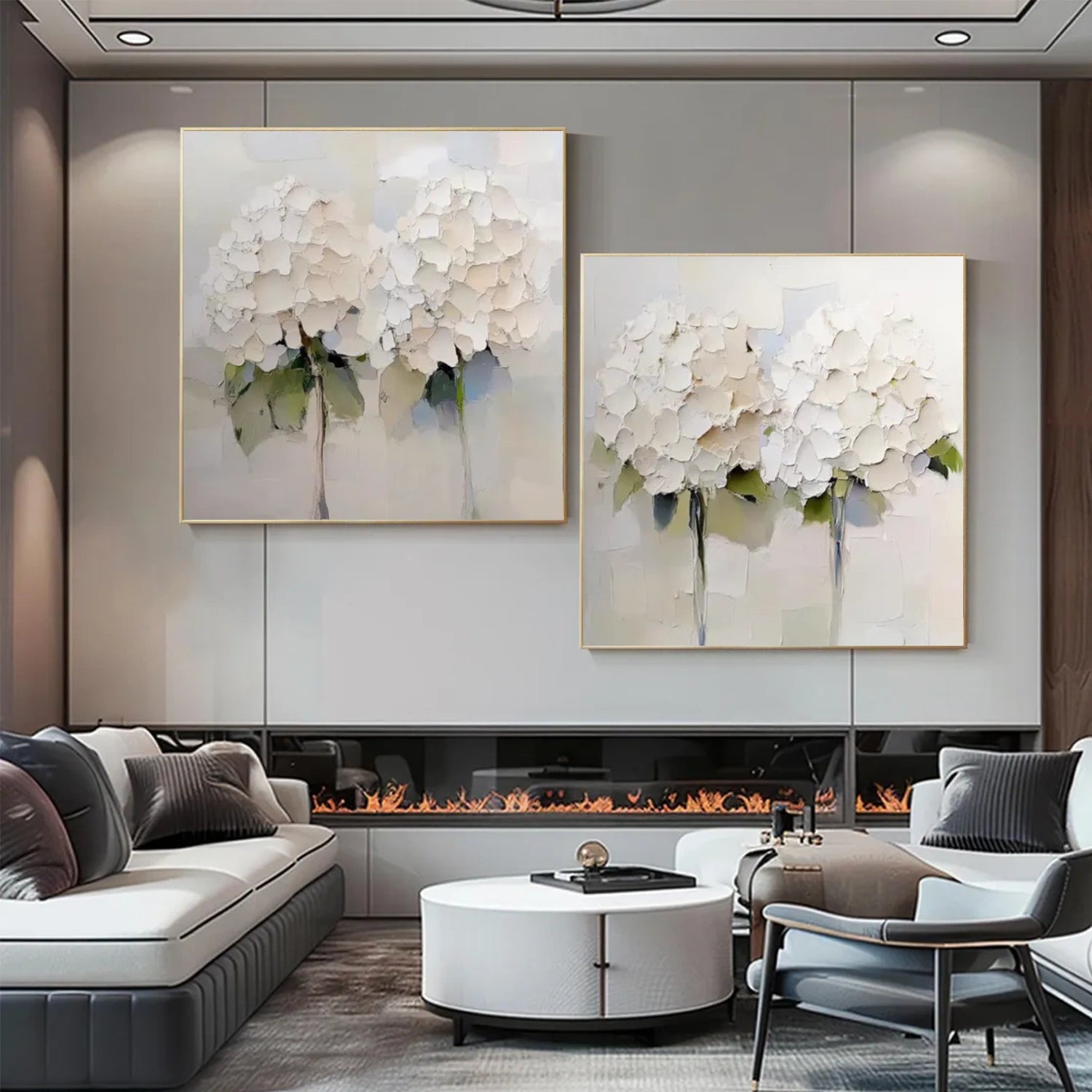 Tree And Flower Abstract Textured Wall Art Set of 2 #TF134