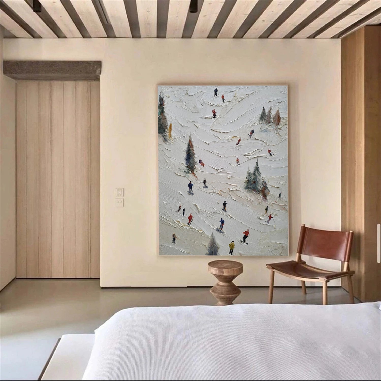 Skiing Sport Textured Wall Art #BA040