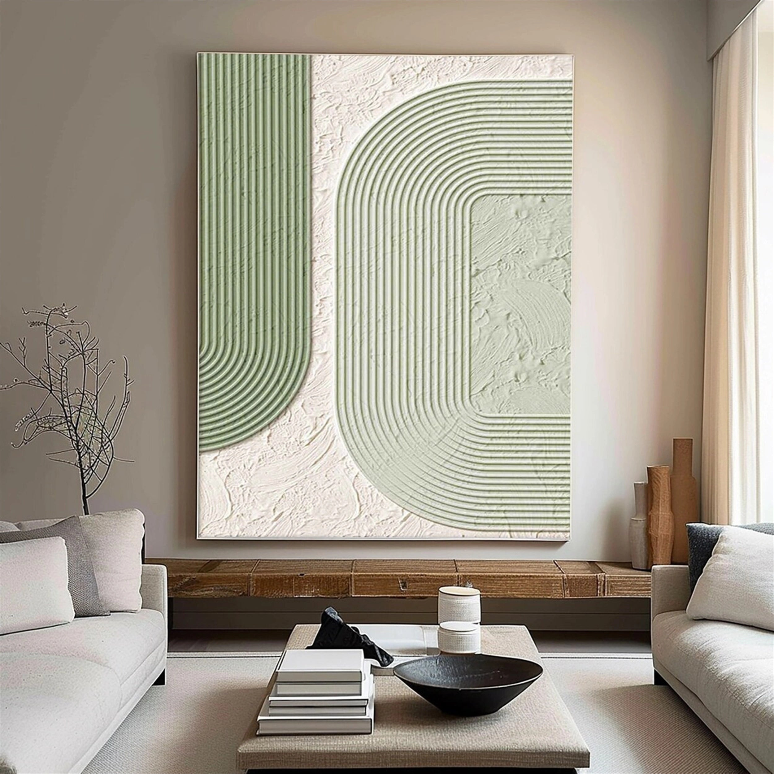 Green Textured Minimalist Wall Art #GT001