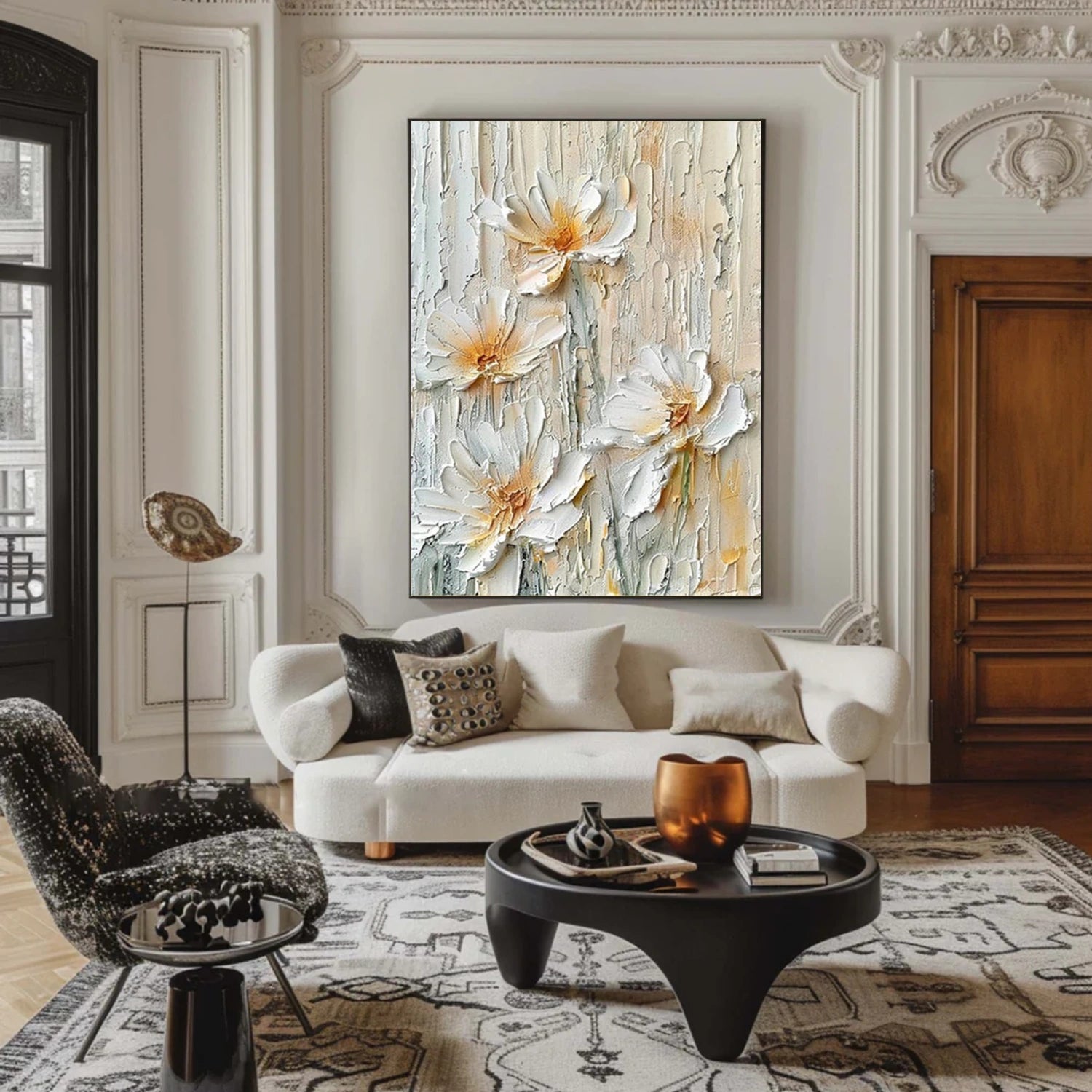 Tree And Flower Abstract Textured Wall Art #TF185