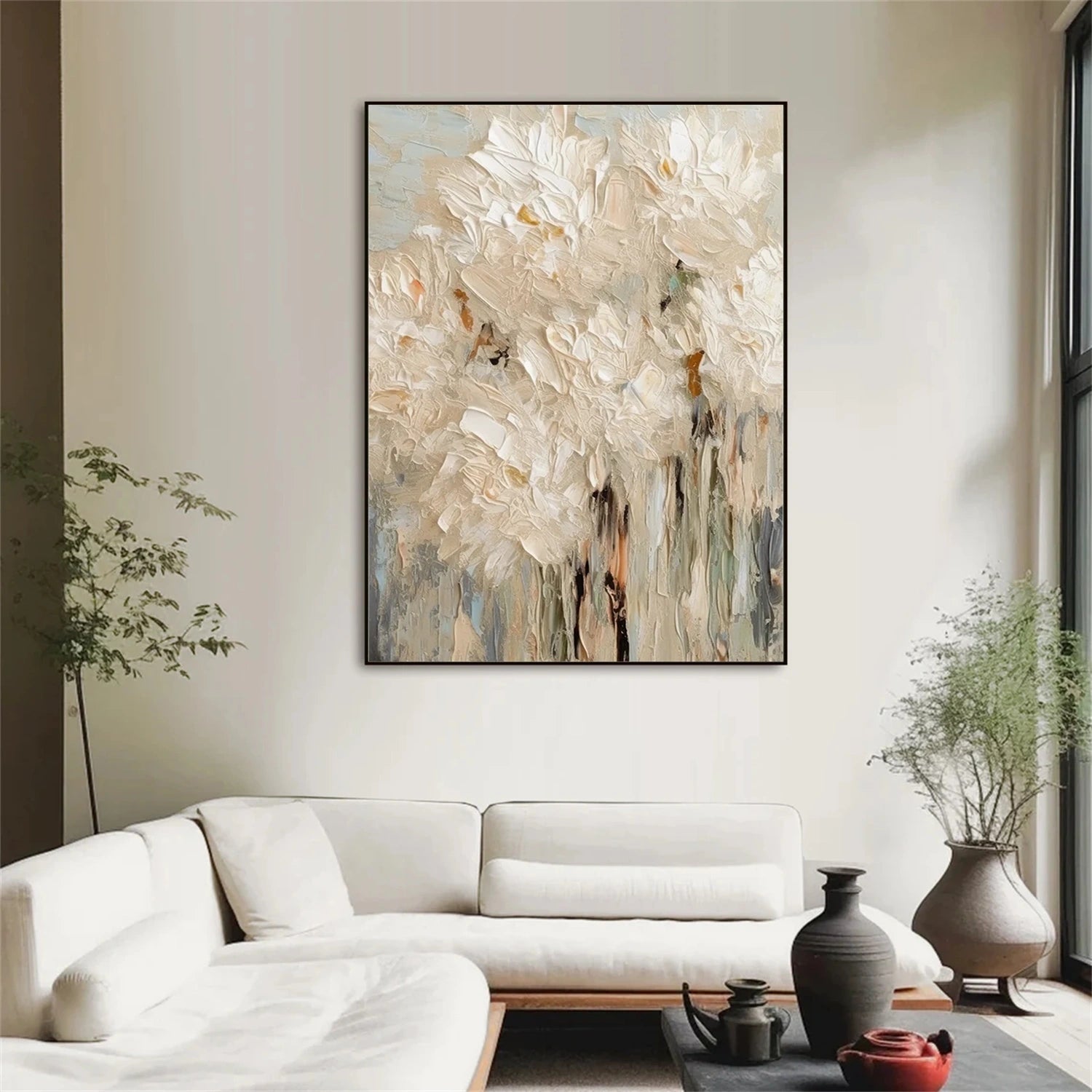 Tree And Flower Abstract Textured Wall Art #TF110