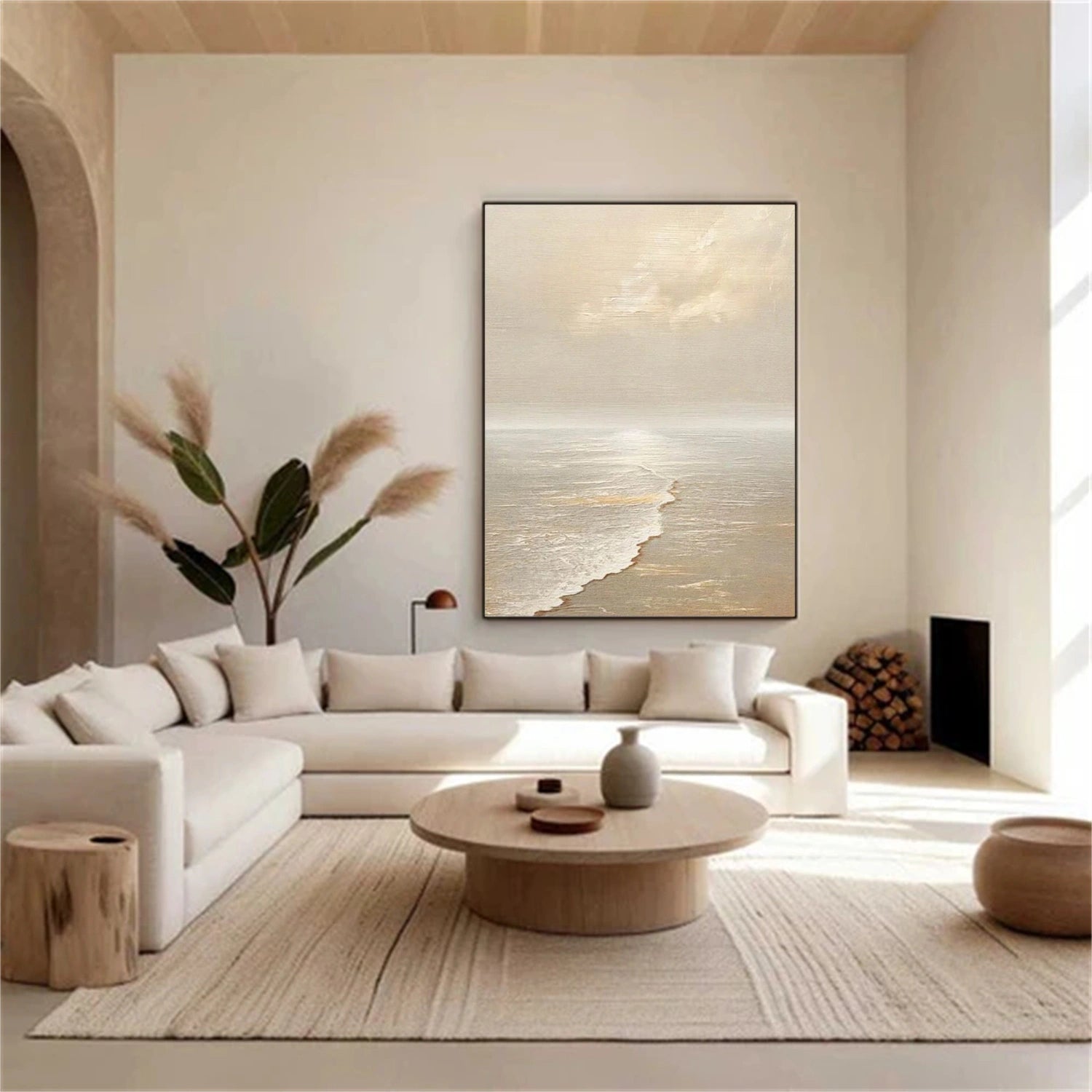 Sky And Ocean Abstract Textured Wall Art #SO296