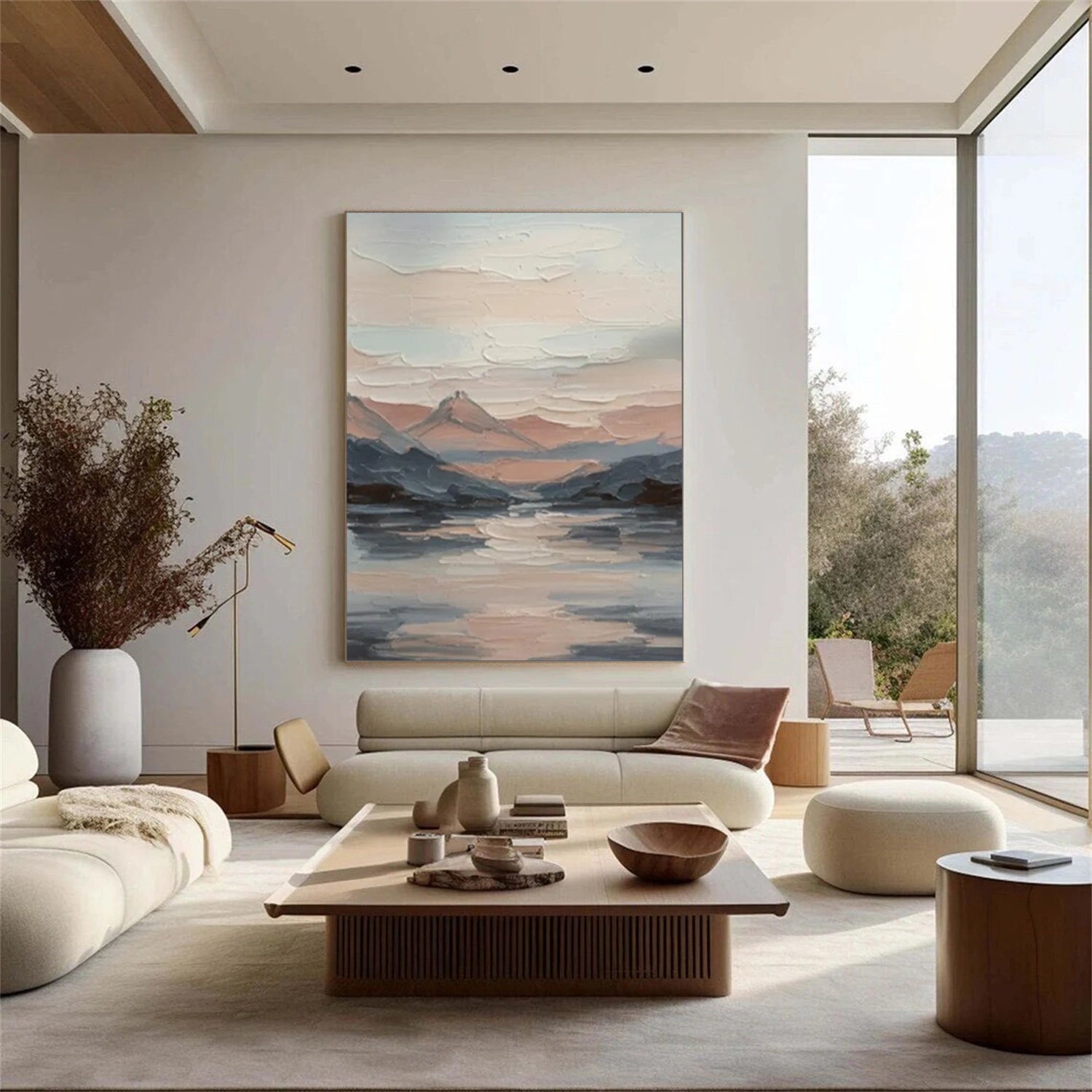 Sky And Ocean Abstract Textured Wall Art #SO388