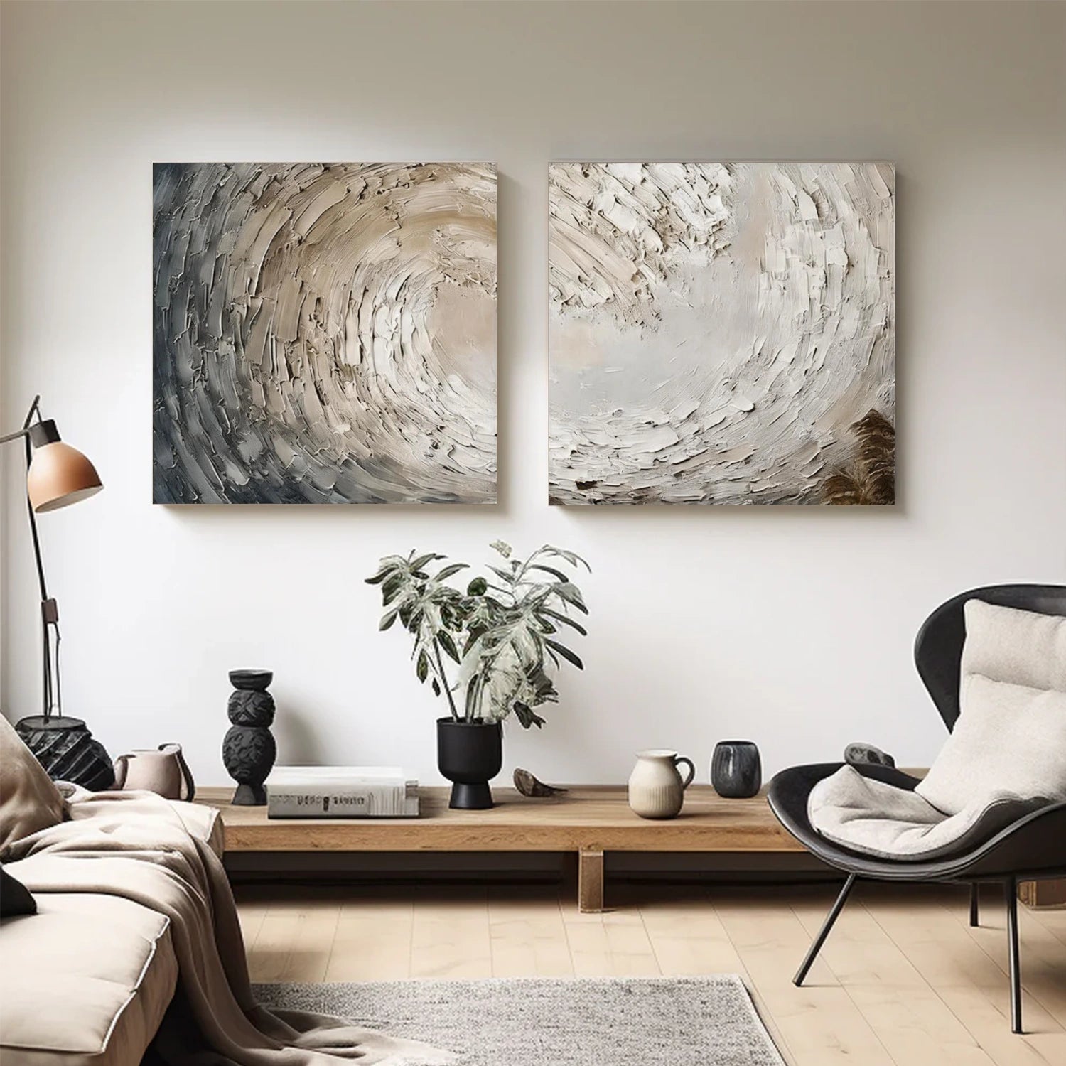 Sky And Ocean Abstract Textured Wall Art Set of 2 #SO391