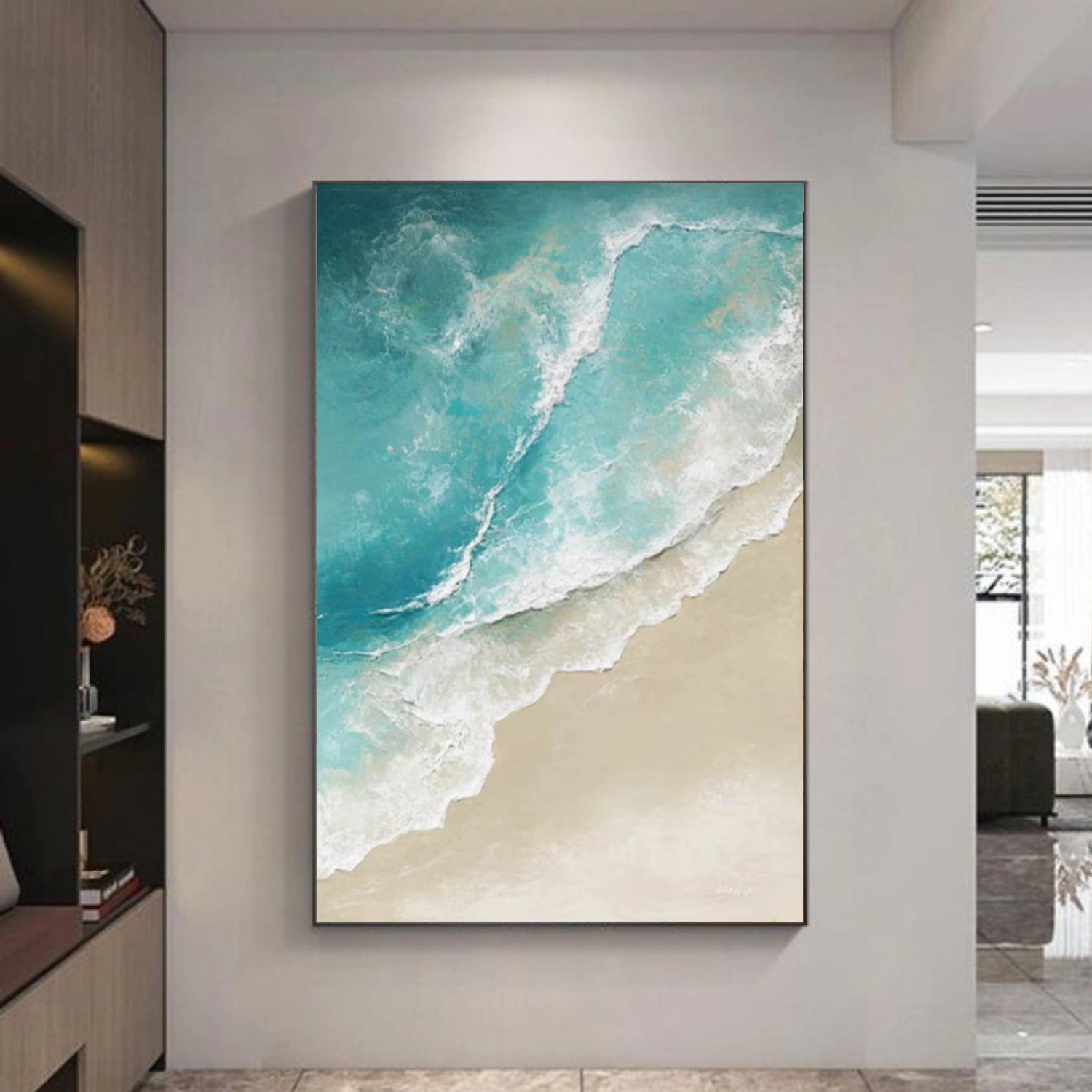 Sky And Ocean Abstract Textured Wall Art #SO294