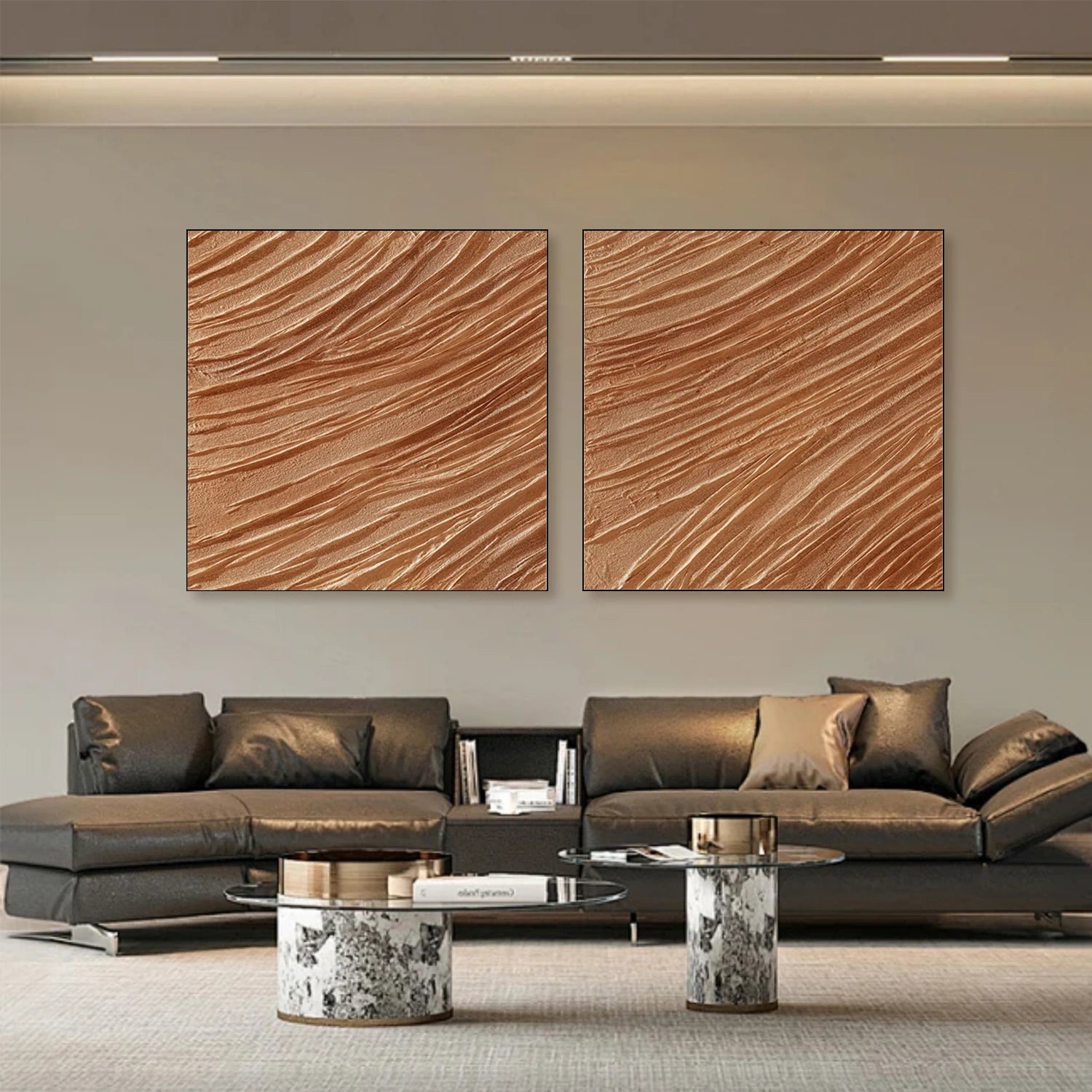 Brown Textured Minimalist Wall Art Set of 2 #WT191