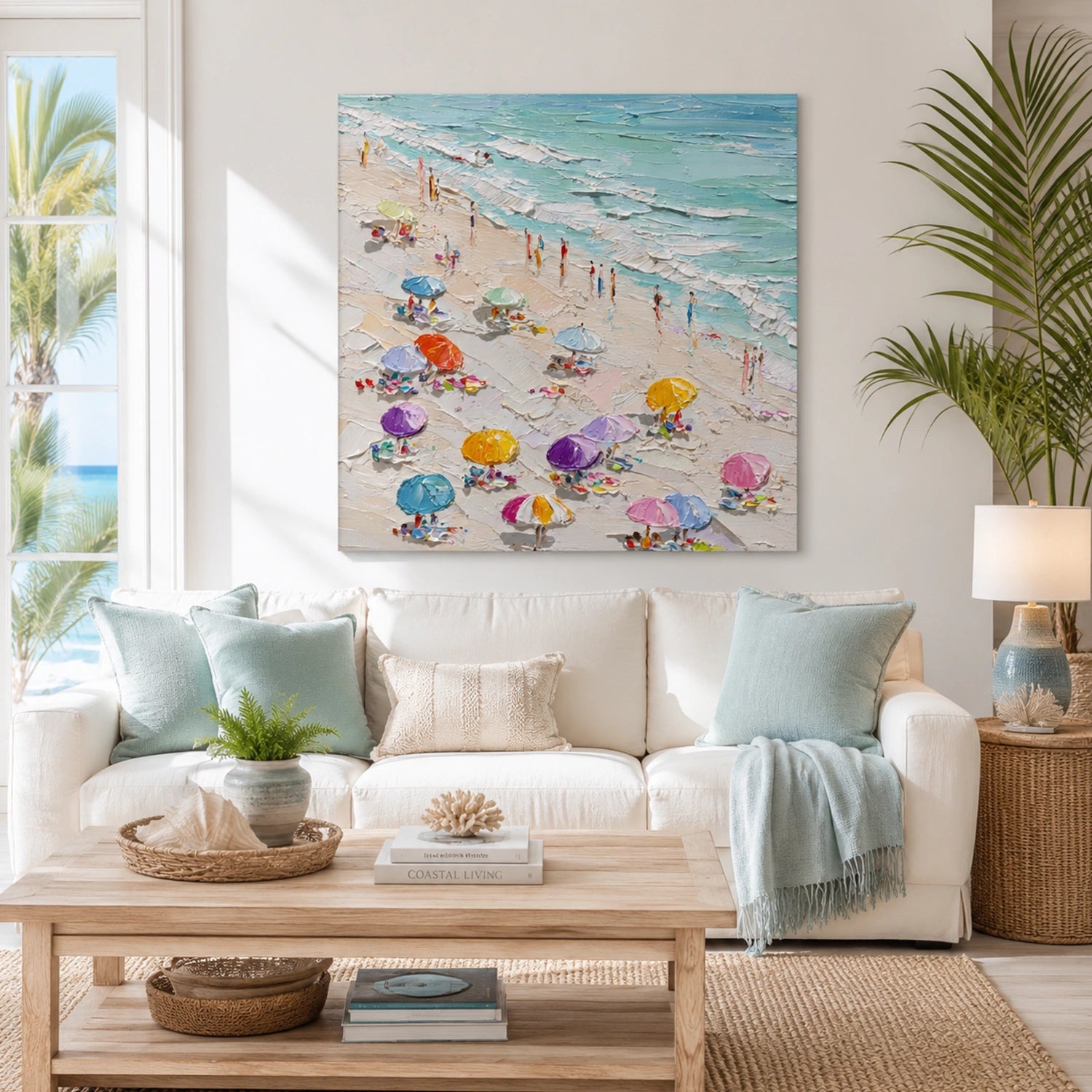 Sky And Ocean Abstract Textured Wall Art #SO422