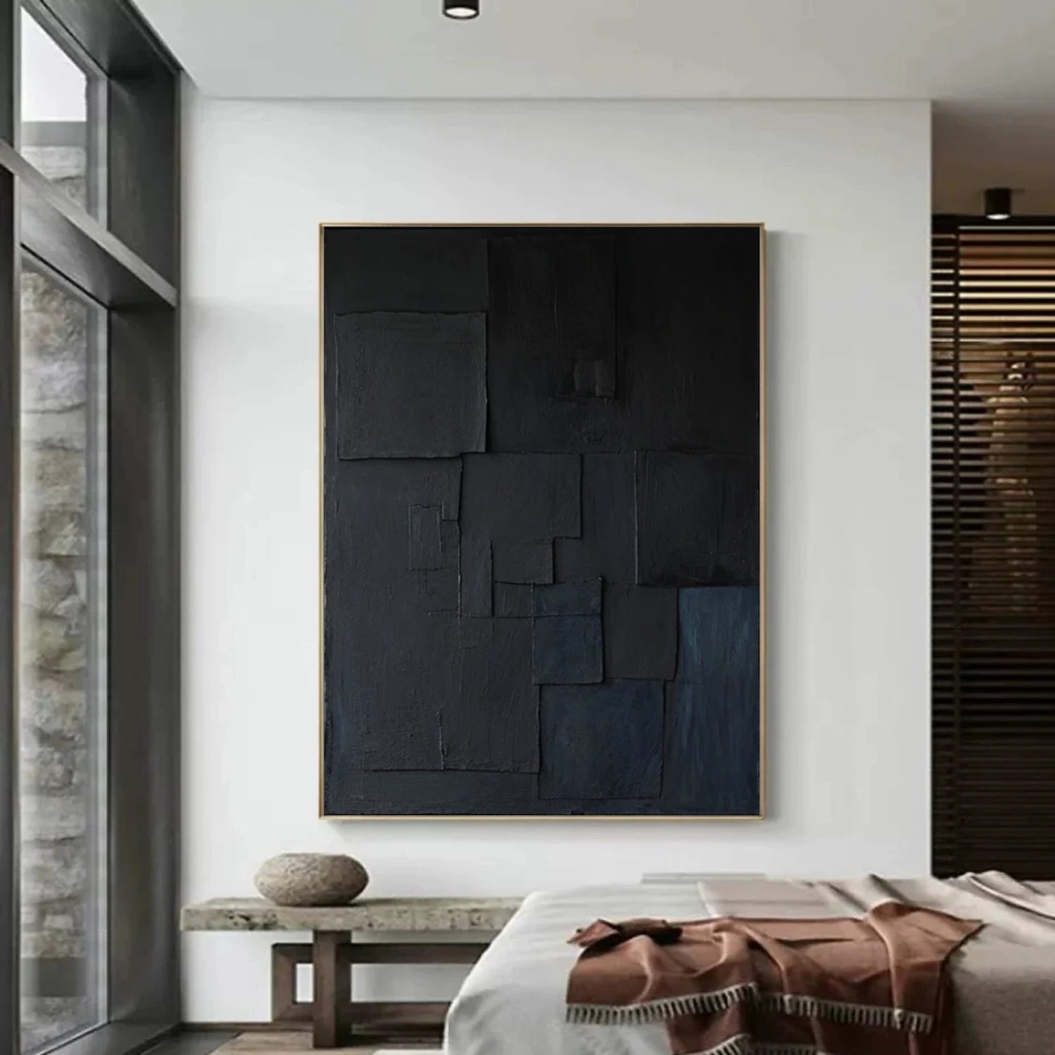 Black Minimalist Textured Canvas Art #BT088