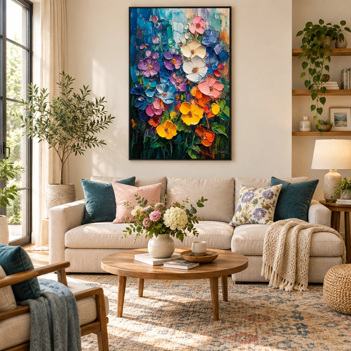 Tree And Flower Abstract Textured Wall Art #TF221