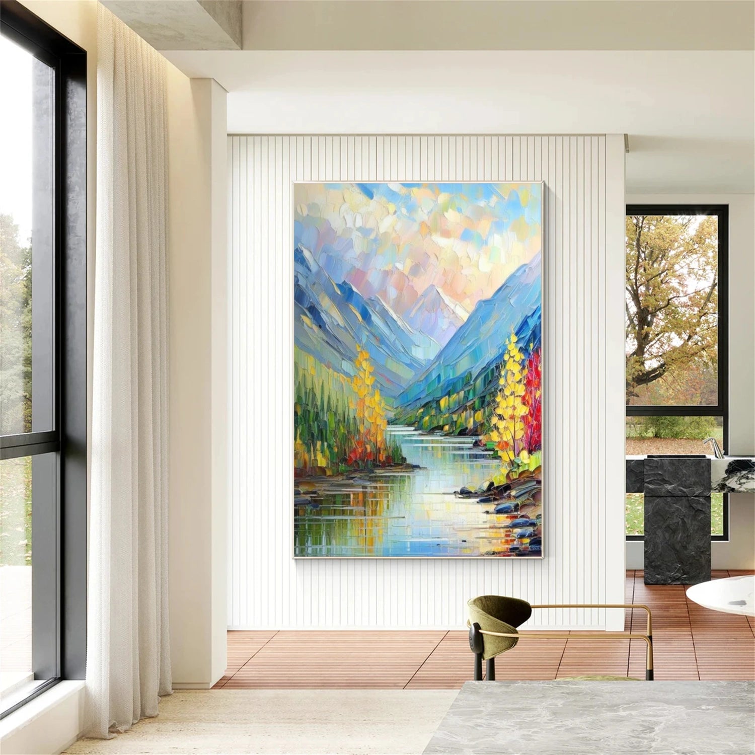 Colorful Abstract Mountain Textured Canvas Art #WT199