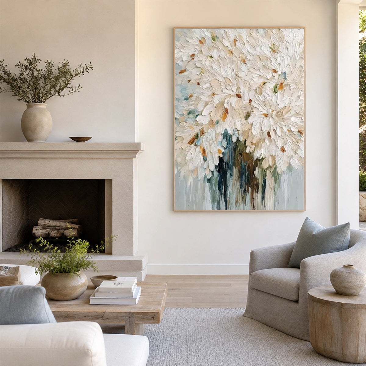 Tree And Flower Abstract Textured Wall Art #TF234