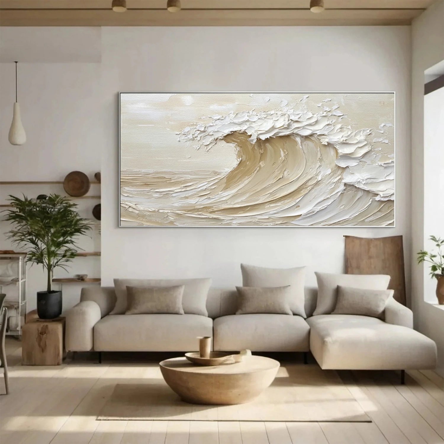 Beige & Brown Sky And Ocean Painting #SO164