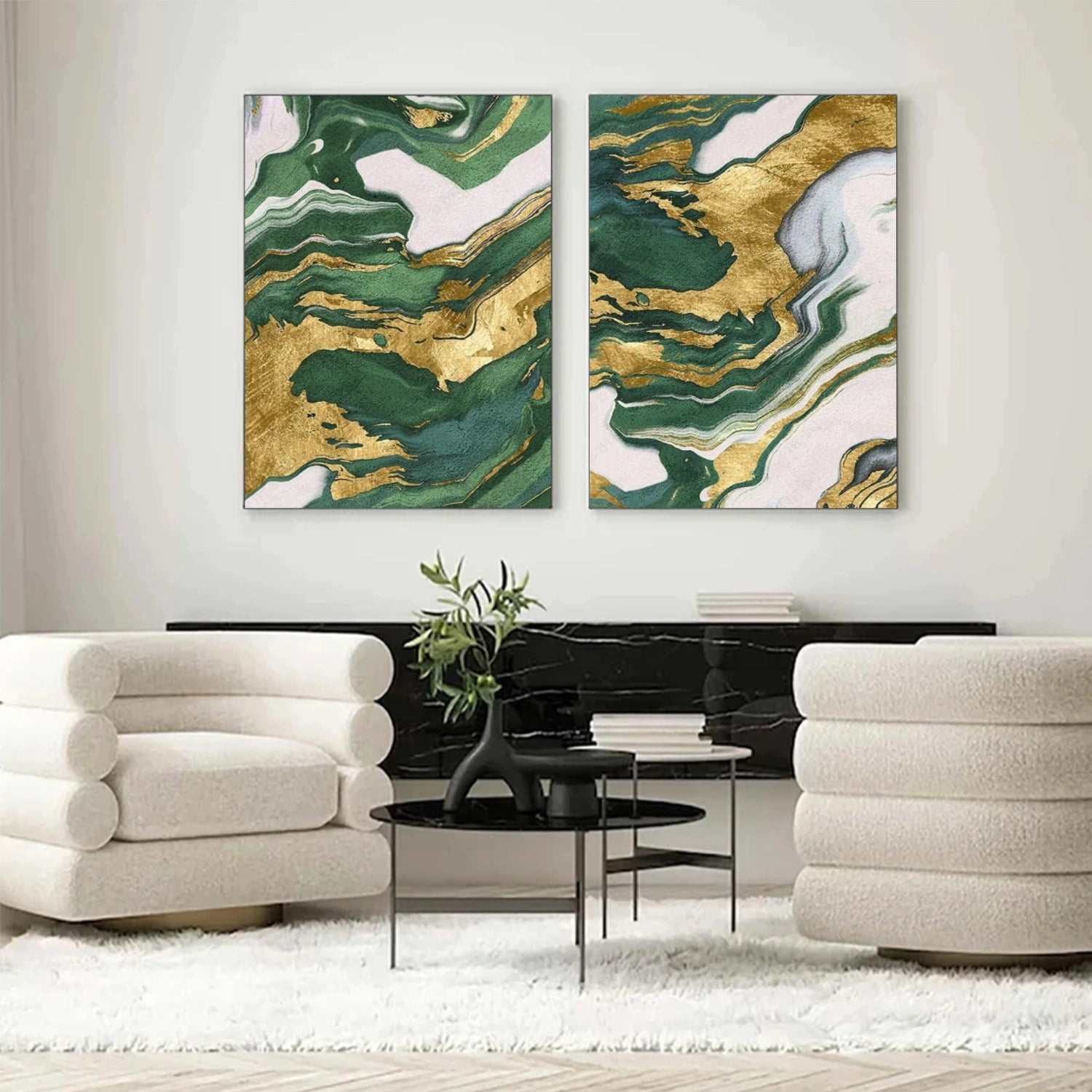 Green Abstract Wall Art Set of 2 #AW175