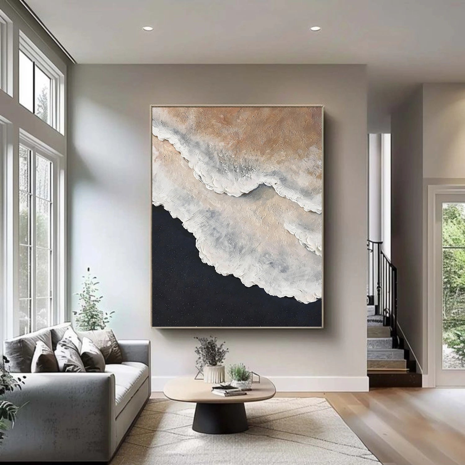 Sky And Ocean Abstract Textured Wall Art #SO394