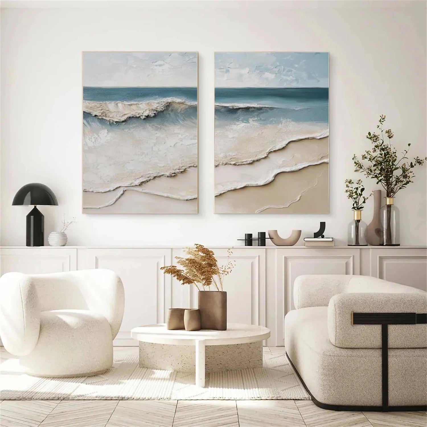 Sky And Ocean Abstract Textured Wall Art Set of 2 #SO289