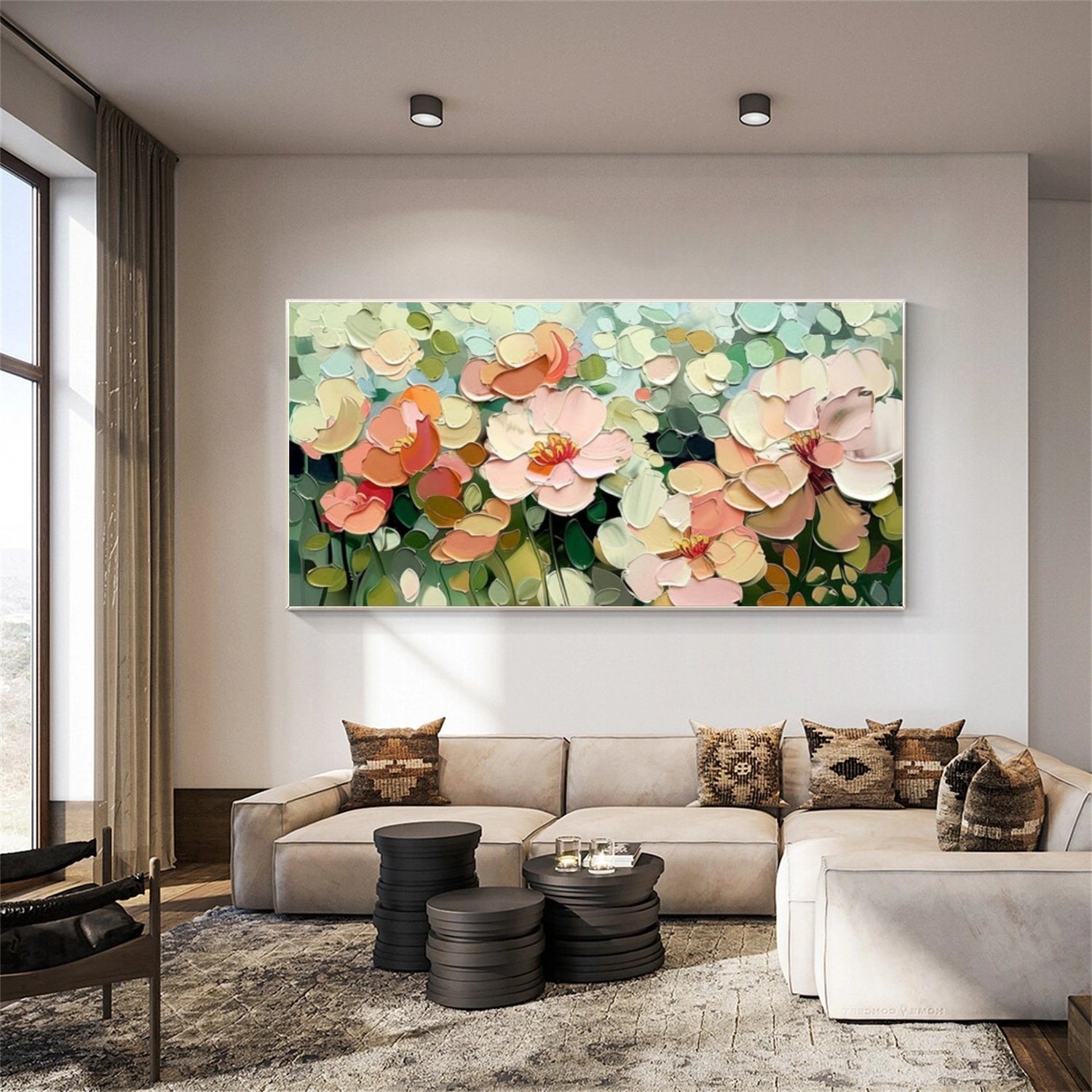 Tree And Flower Abstract Textured Wall Art #TF212