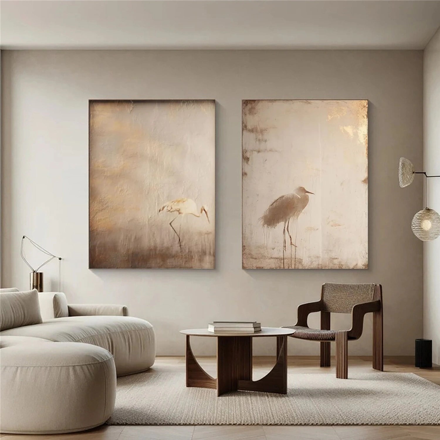 Abstract Animal Art Crane Wall Art Set of 2 #AT055