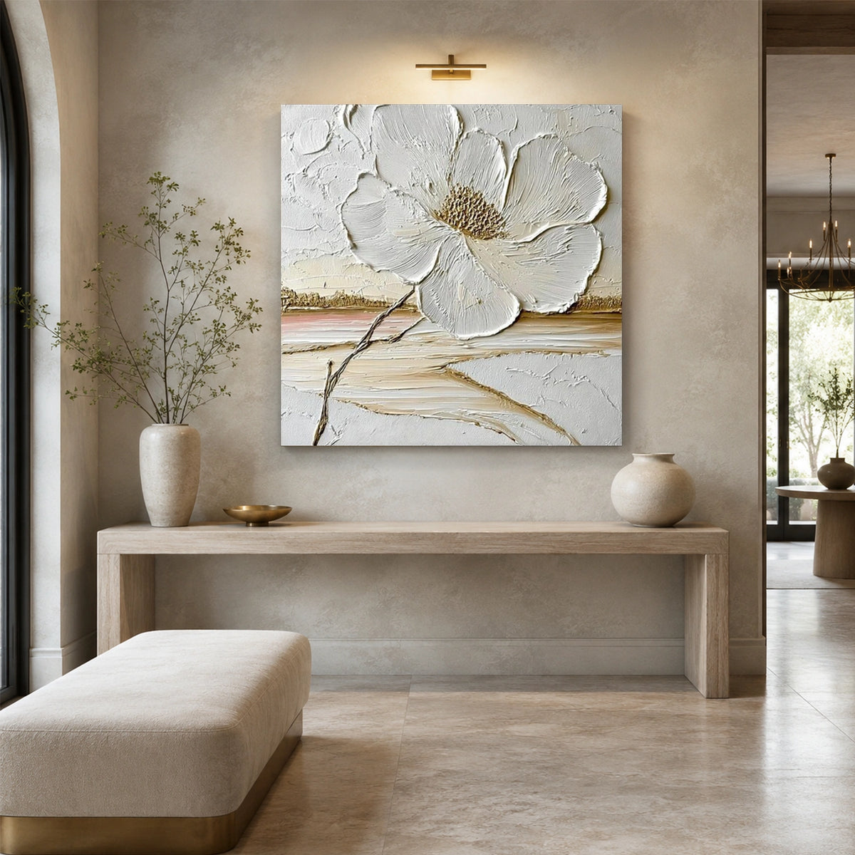 Tree And Flower Abstract Textured Wall Art #TF223
