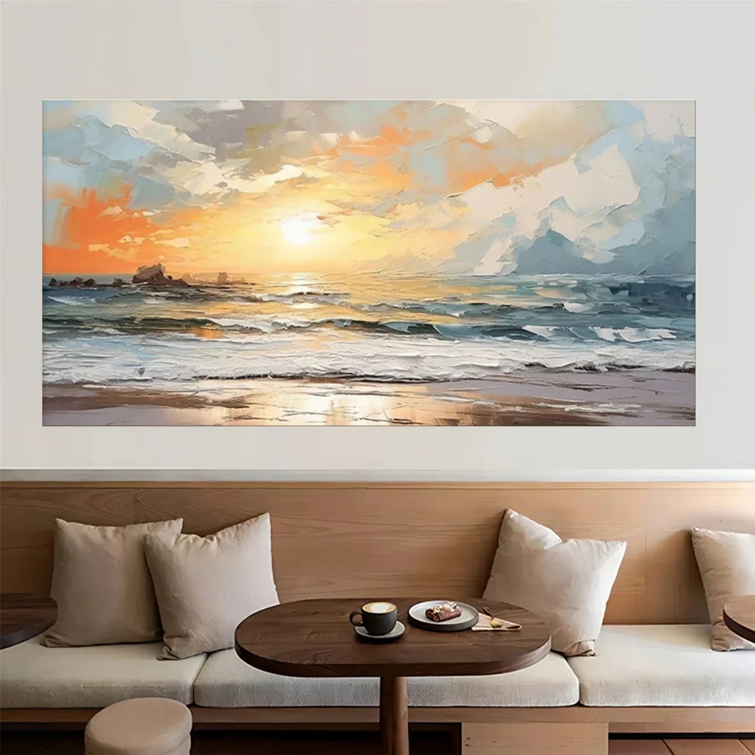 Sky And Ocean Abstract Textured Wall Art #SO335