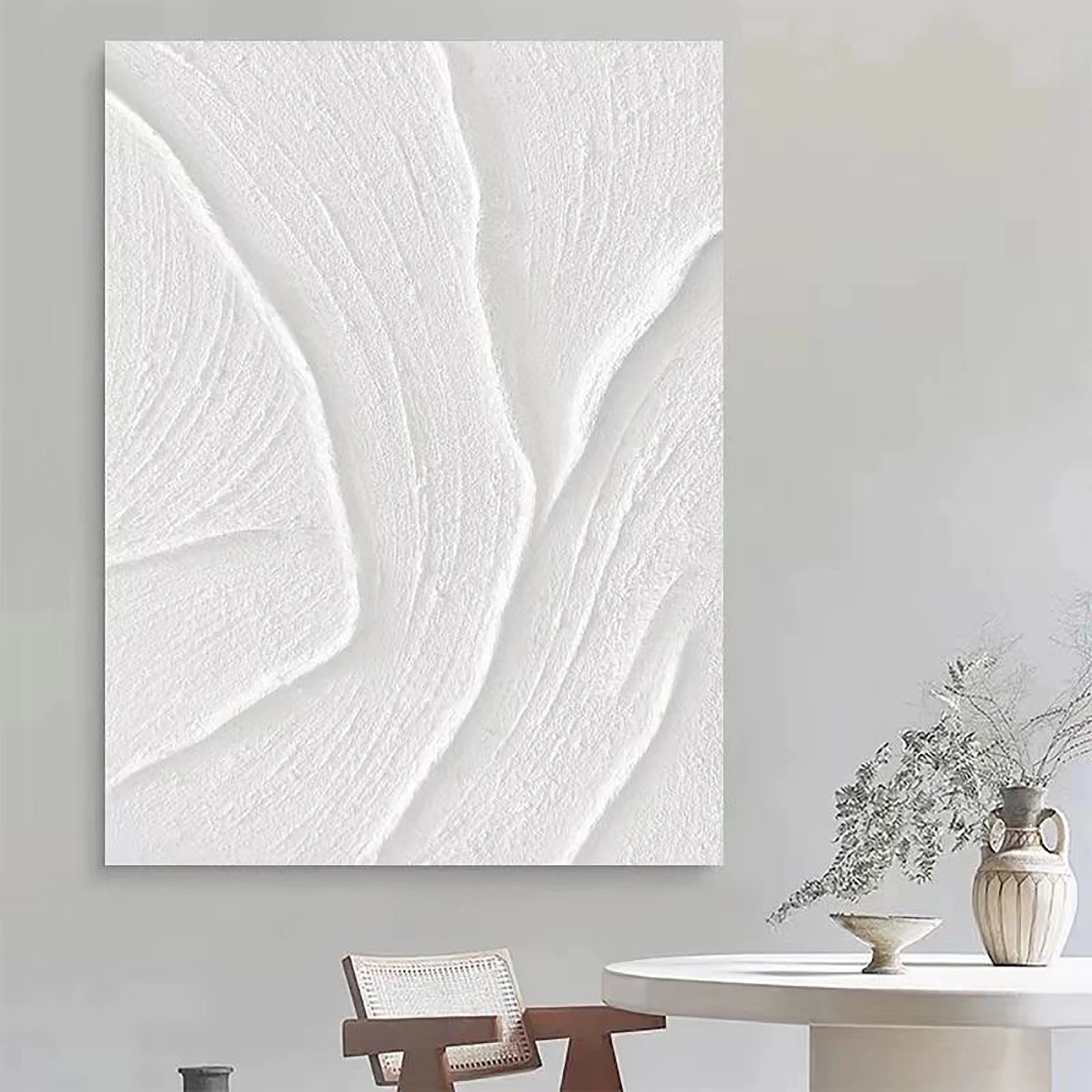 White Textured Minimalist Wall Art #WT060