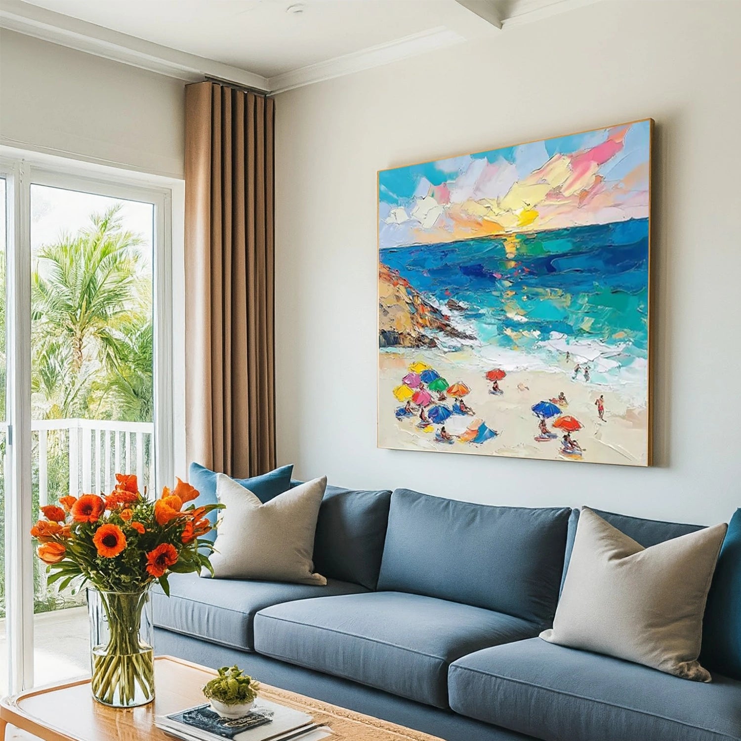 Sky And Ocean Abstract Textured Wall Art #SO261