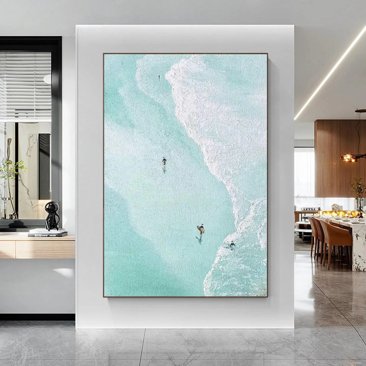 Sky And Ocean Abstract Textured Wall Art #SO295