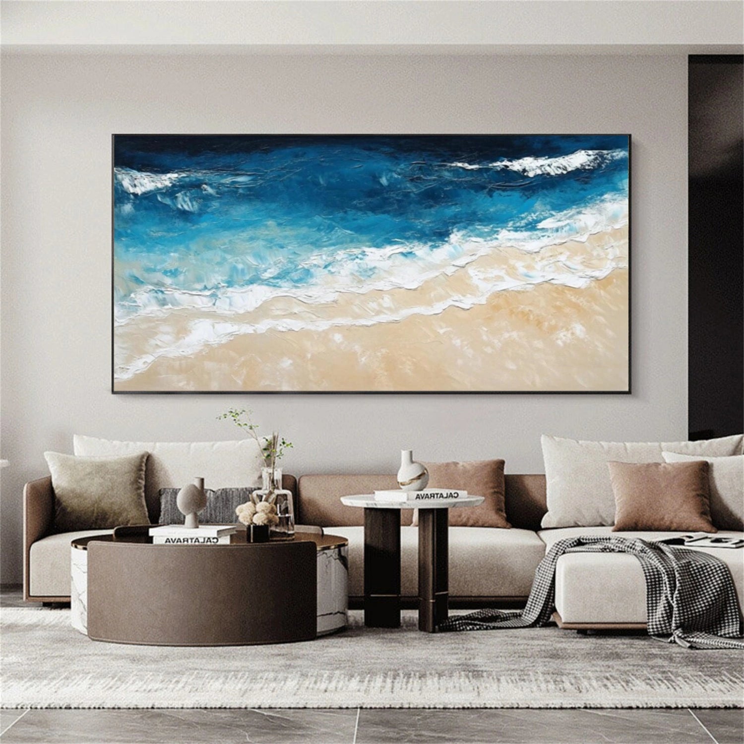 Sky And Ocean Abstract Textured Wall Art #SO293