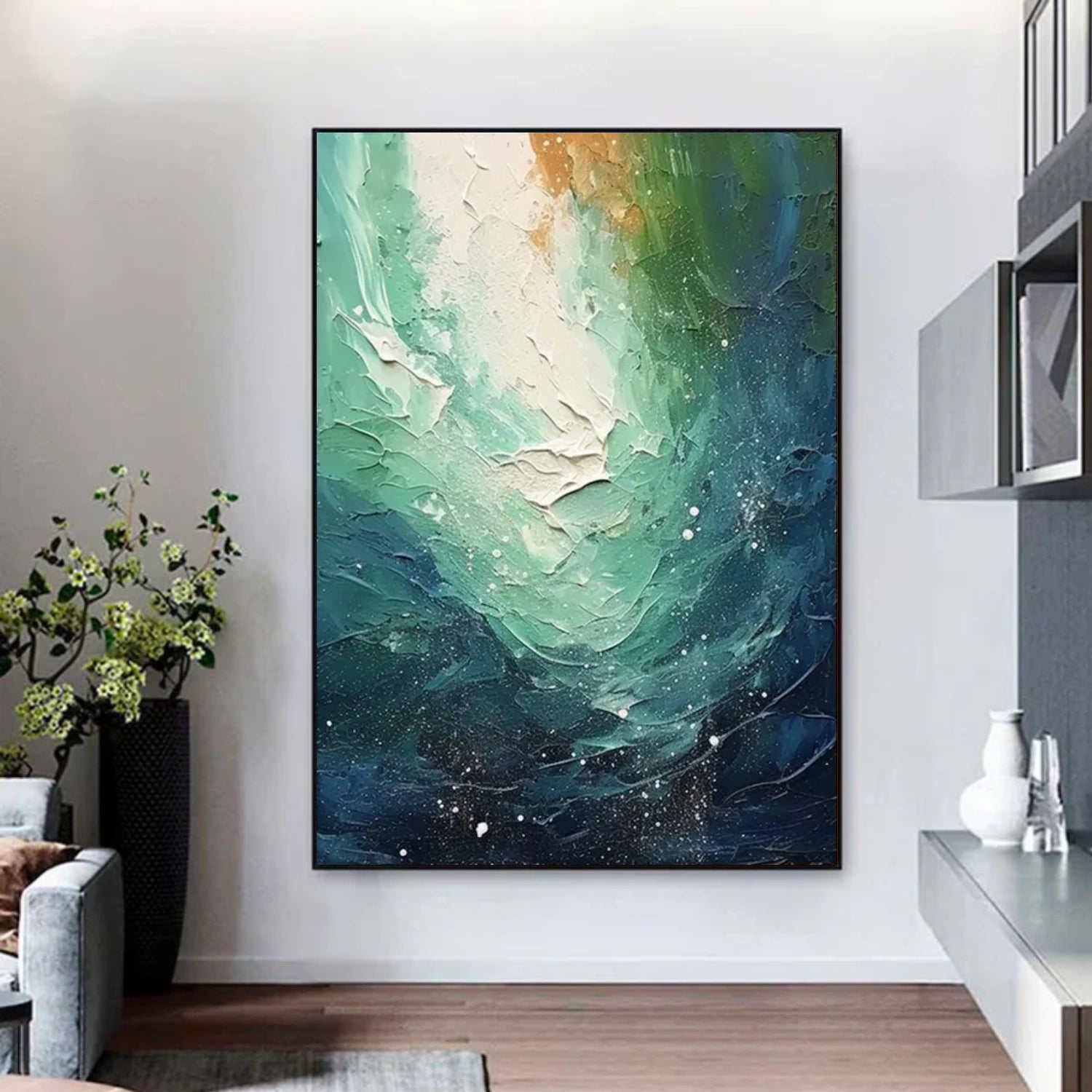 Sky And Ocean Abstract Textured Wall Art #SO357