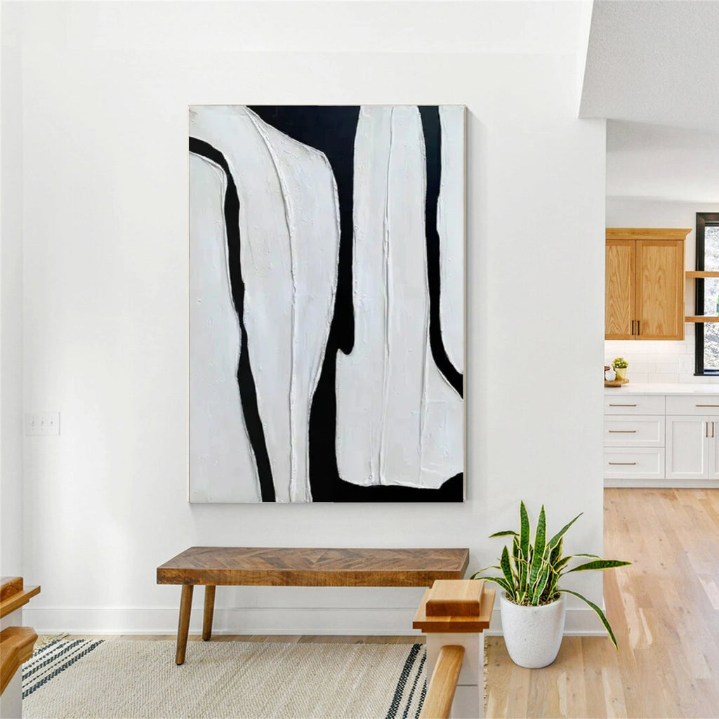 White Minimalist Textured Canvas Art #BT079