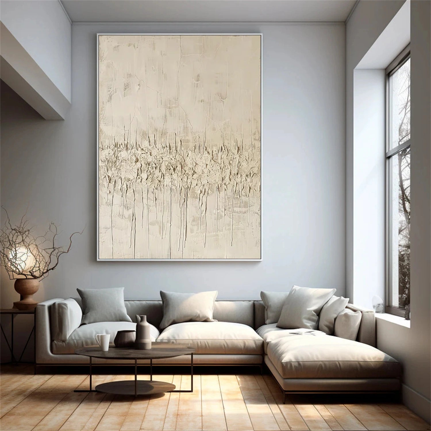 Beige Abstract Textured Wall Art #AW116