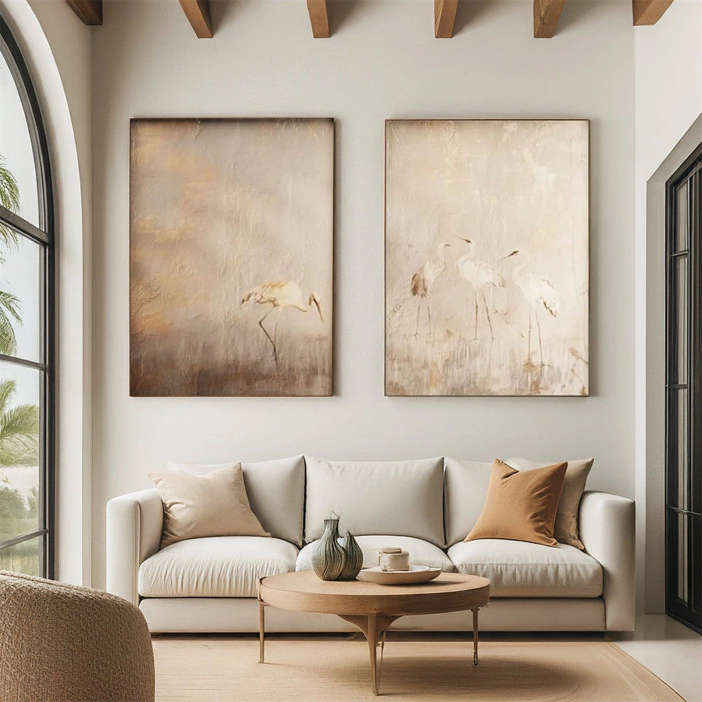 Abstract Animal Art Crane Wall Art Set 2 #AT054