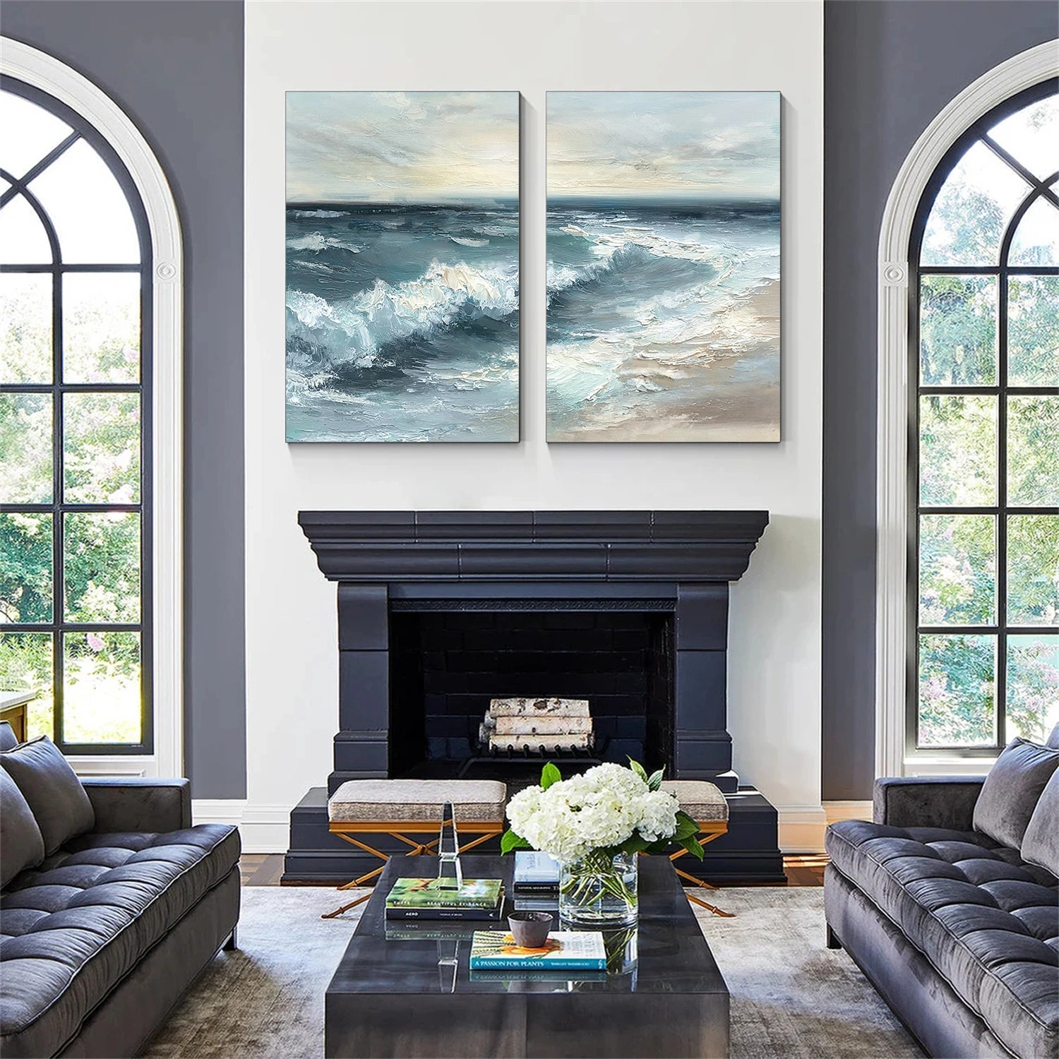 Sky And Ocean Abstract Wall Art Set of 2 #SO329