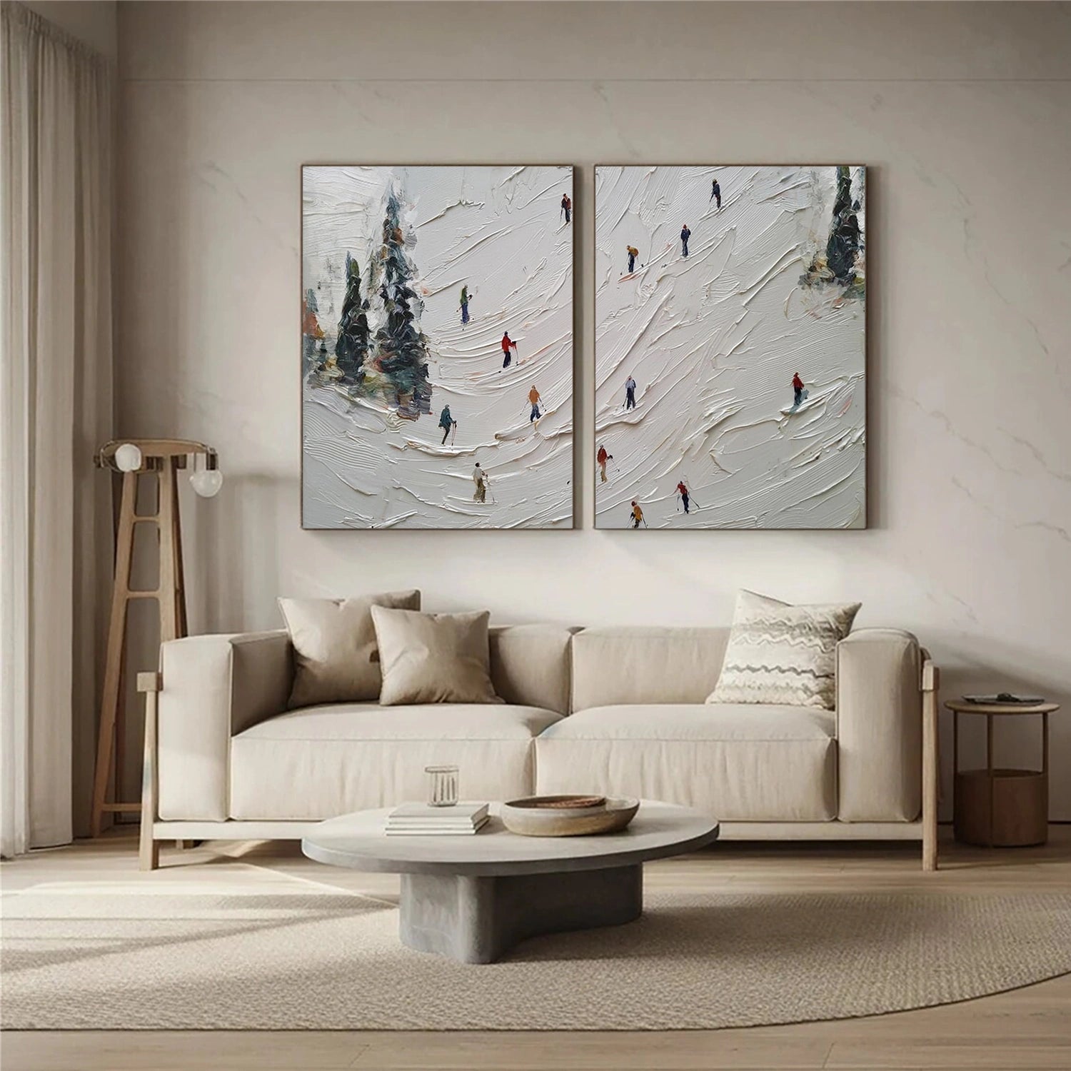 Skiing Sport Textured Wall Art Set of 2 #BA047