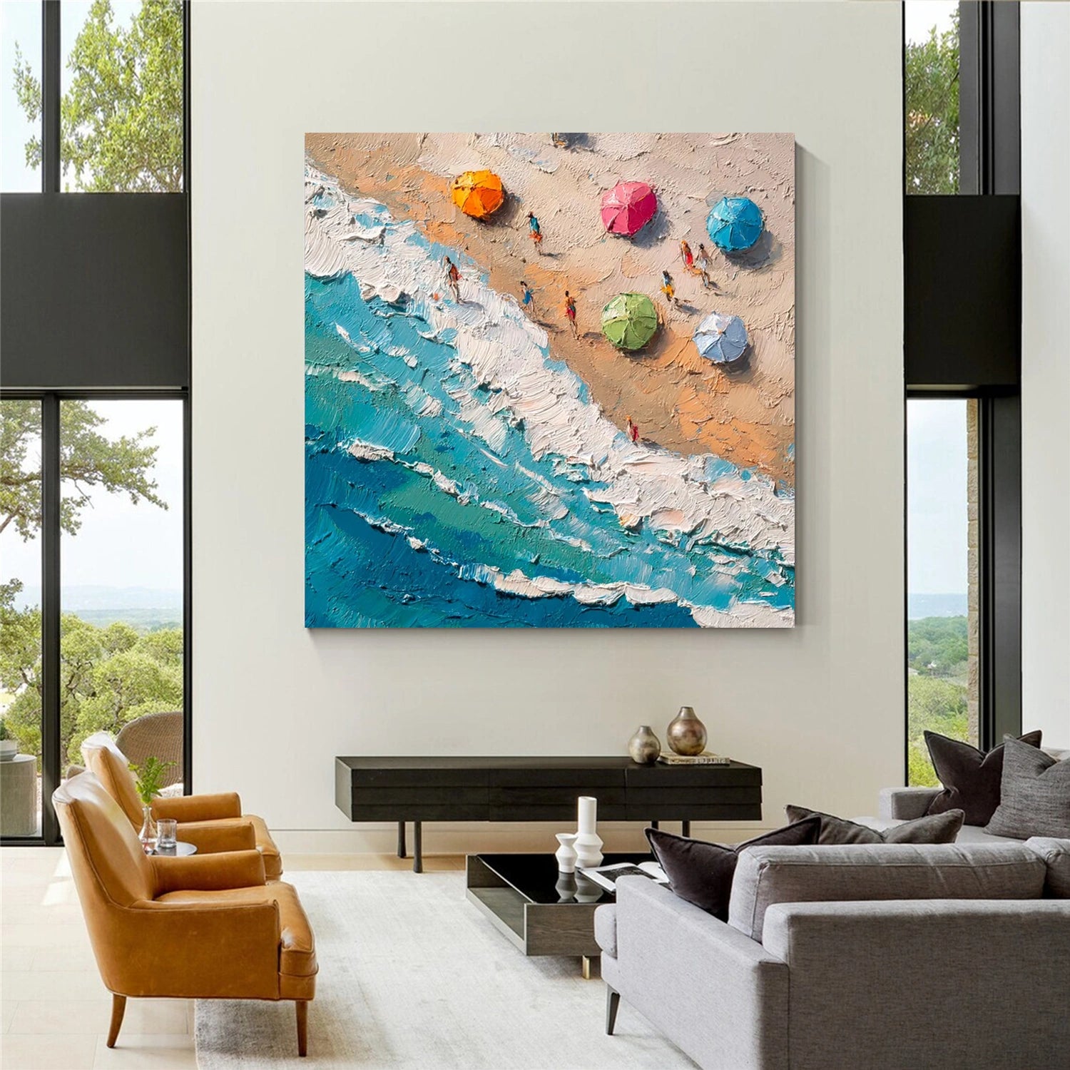 Sky and Ocean Abstract Textured Wall Art #SO247