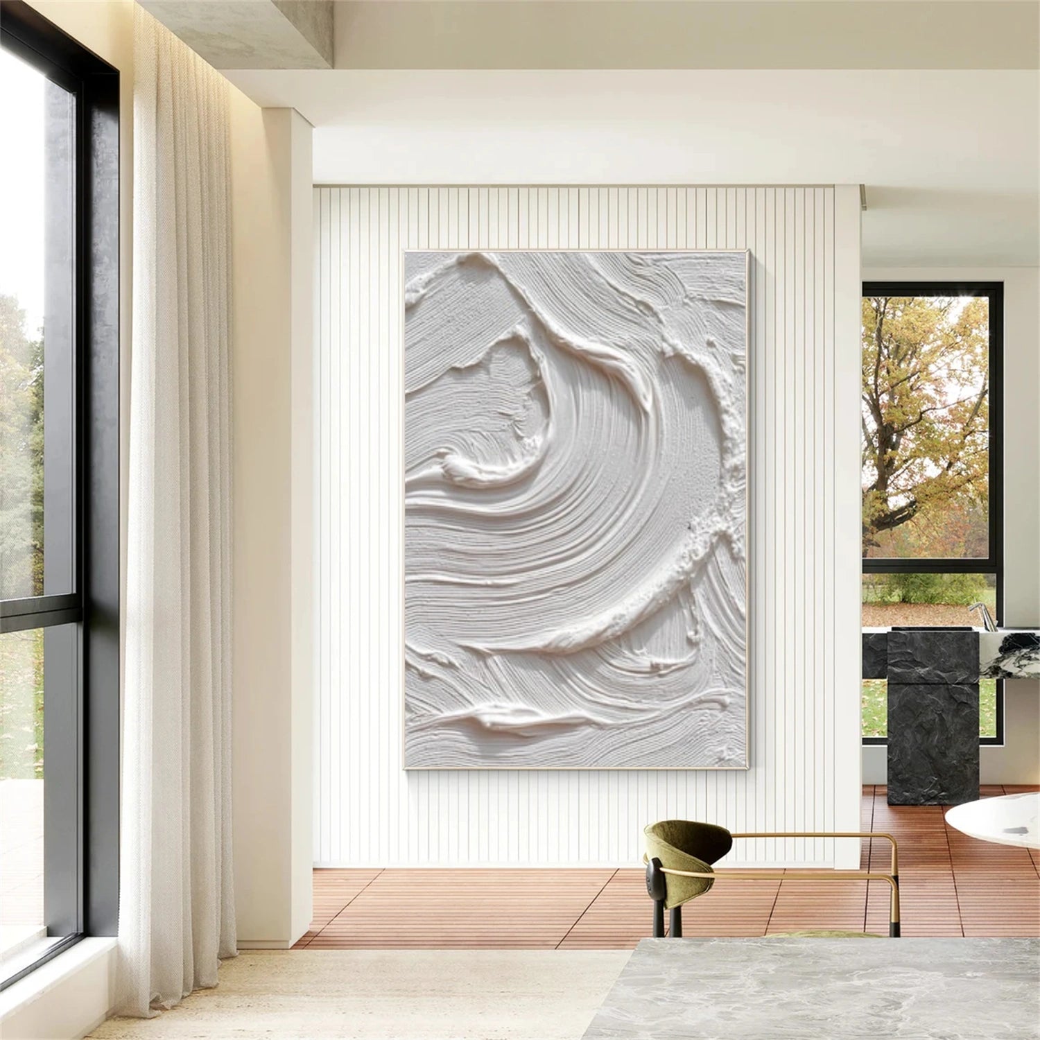White Textured Minimalist Wall Art #WT250