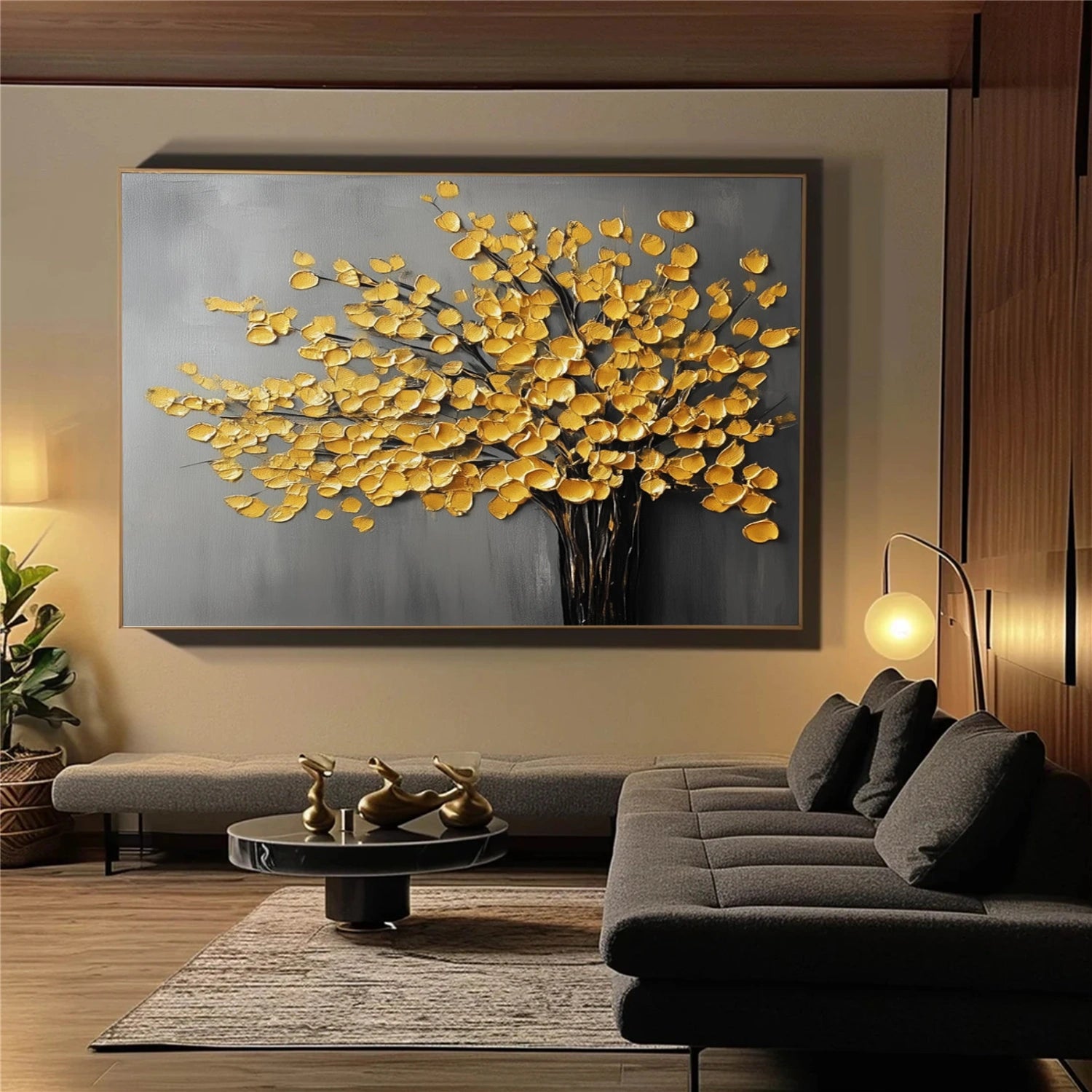 Tree And Flower Abstract Textured Wall Art #TF179