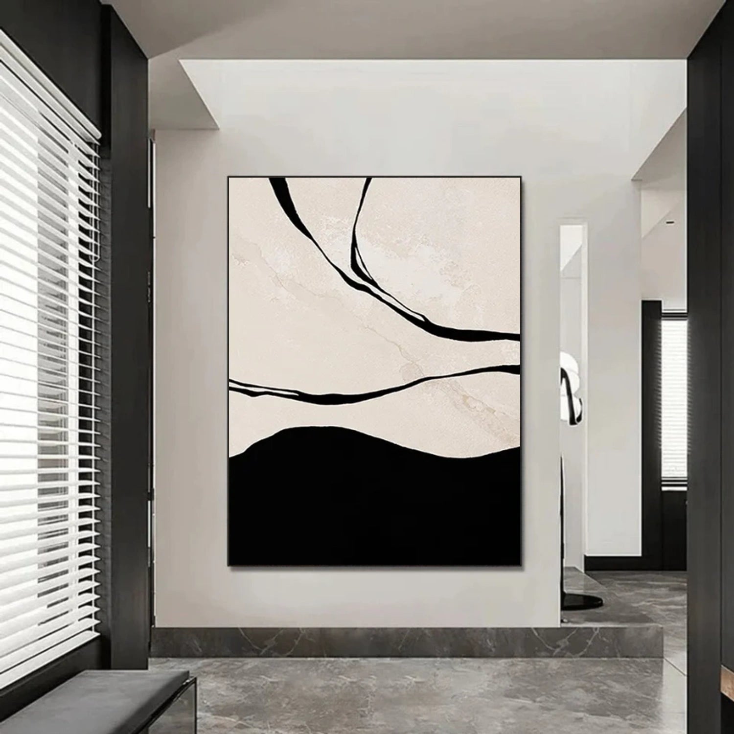 Black and Beige Abstract Wall Art #AW225