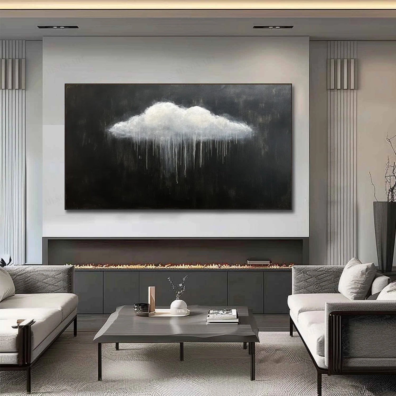 Black and White Sky Abstract Wall Art #SO300