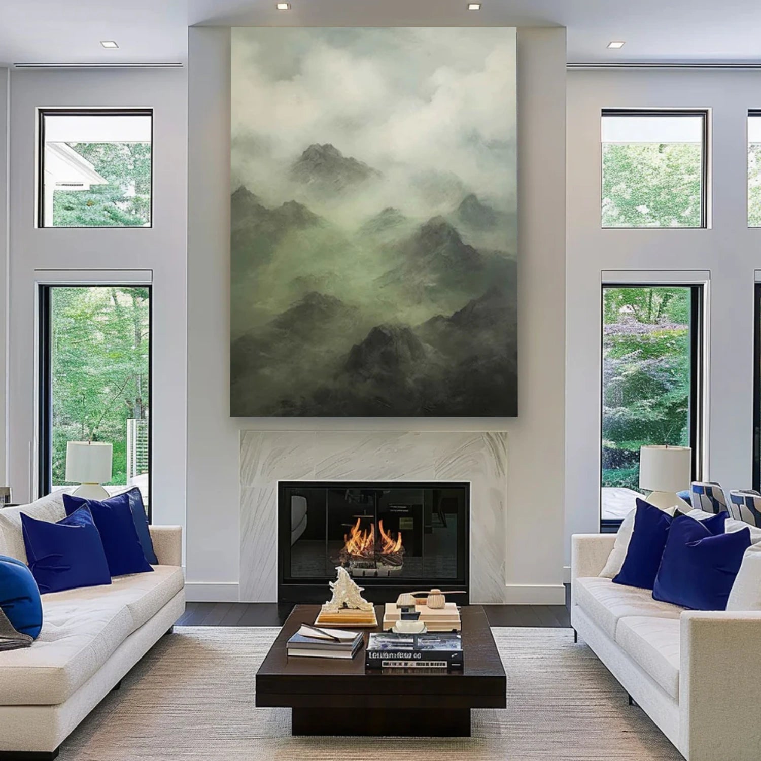 Green Minimalist Mountain Canvas Art #WT242