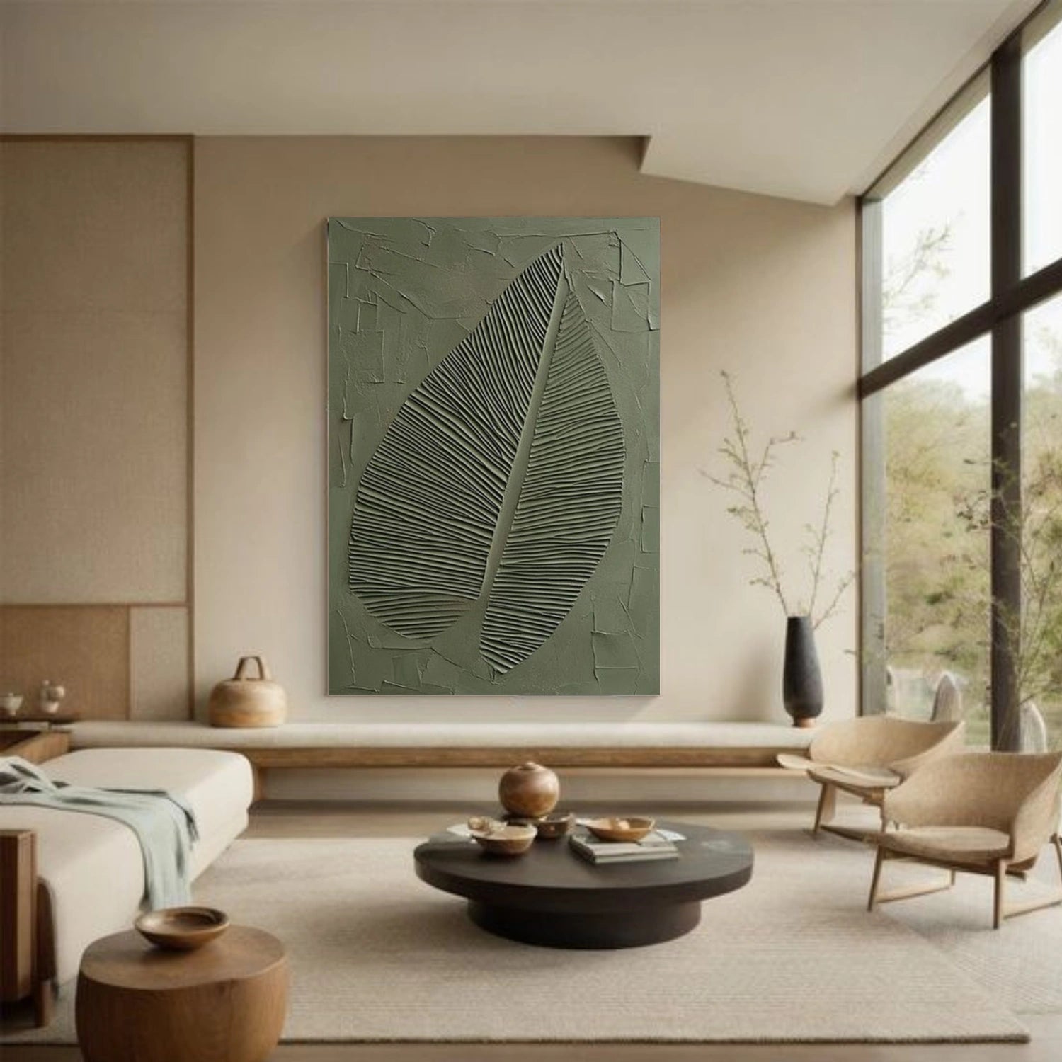 Green Textured Minimalist Wall Art #GT056