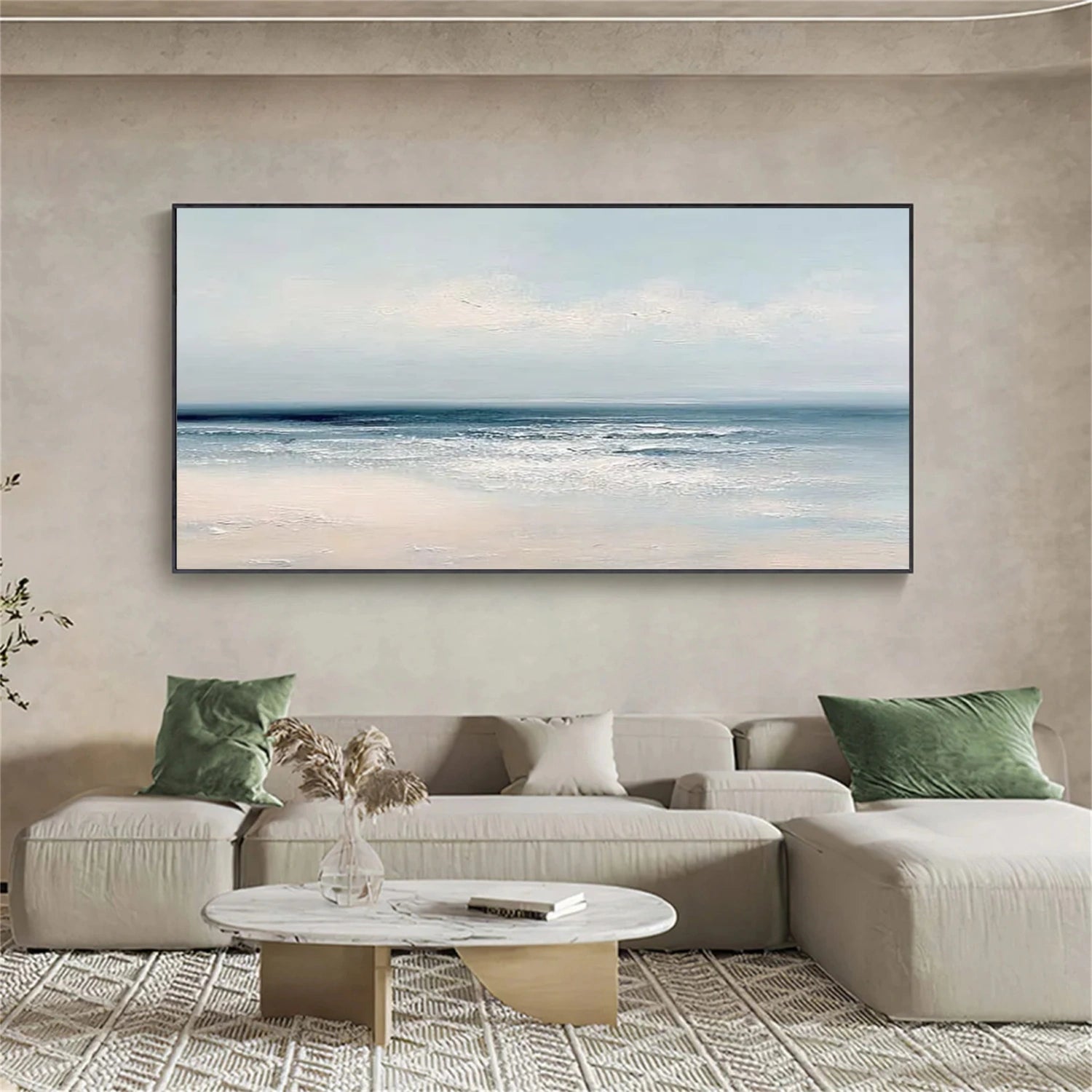 Sky And Ocean Abstract Textured Wall Art #SO383