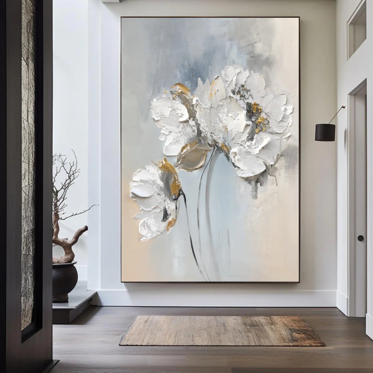 Tree And Flower Abstract Textured Wall Art #TF133