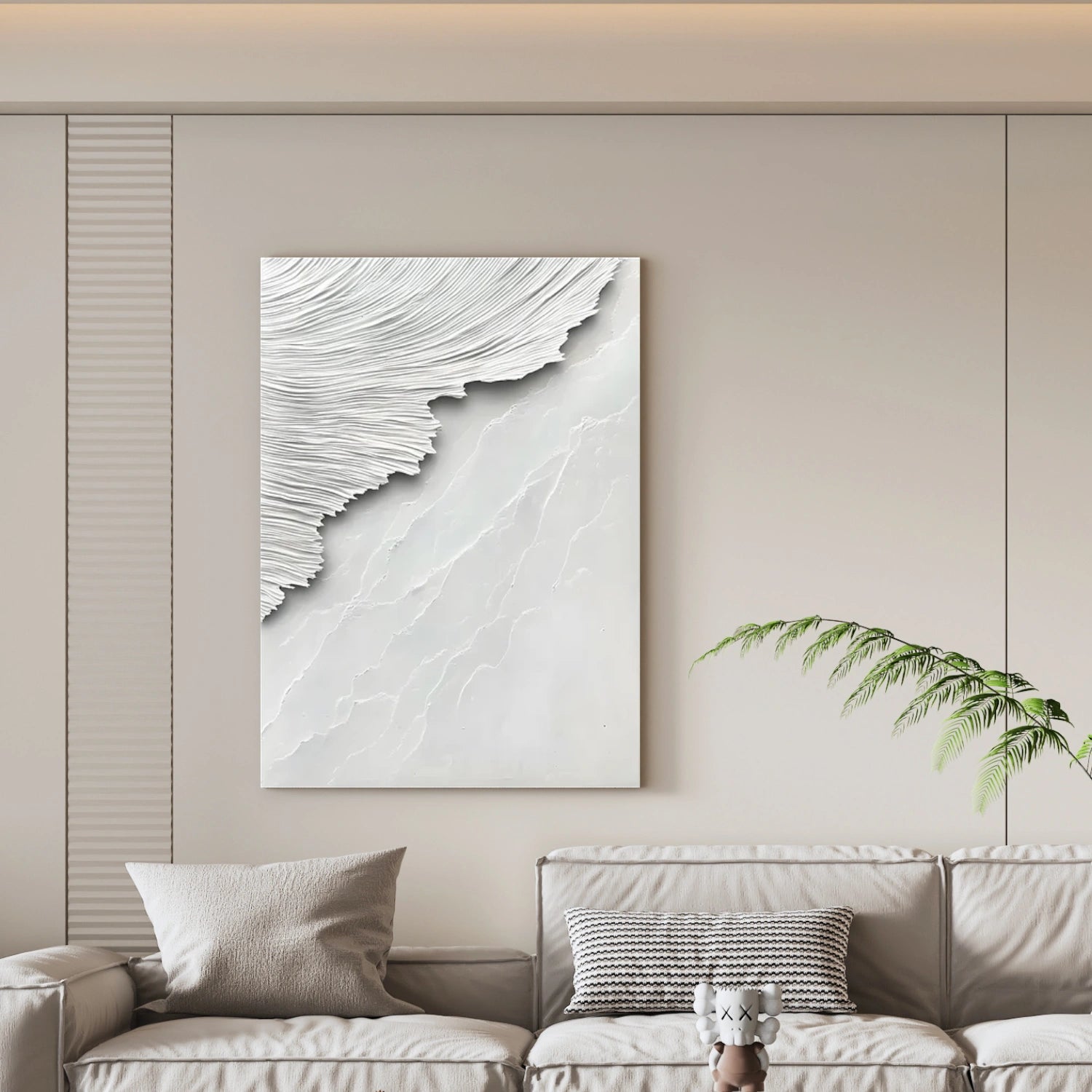 White Textured Minimalist Wall Art #WT196