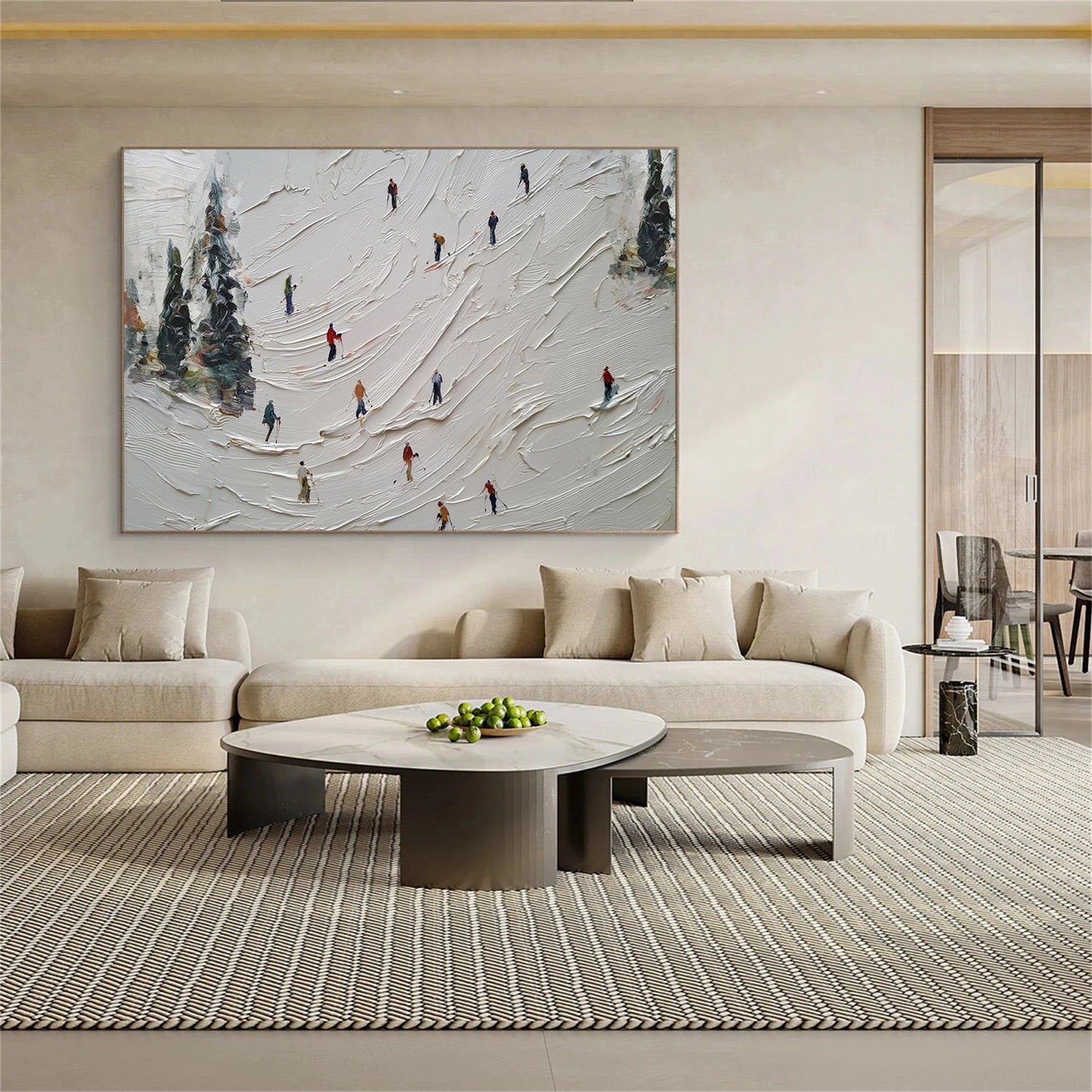 Skiing Sport Textured Wall Art #BA046