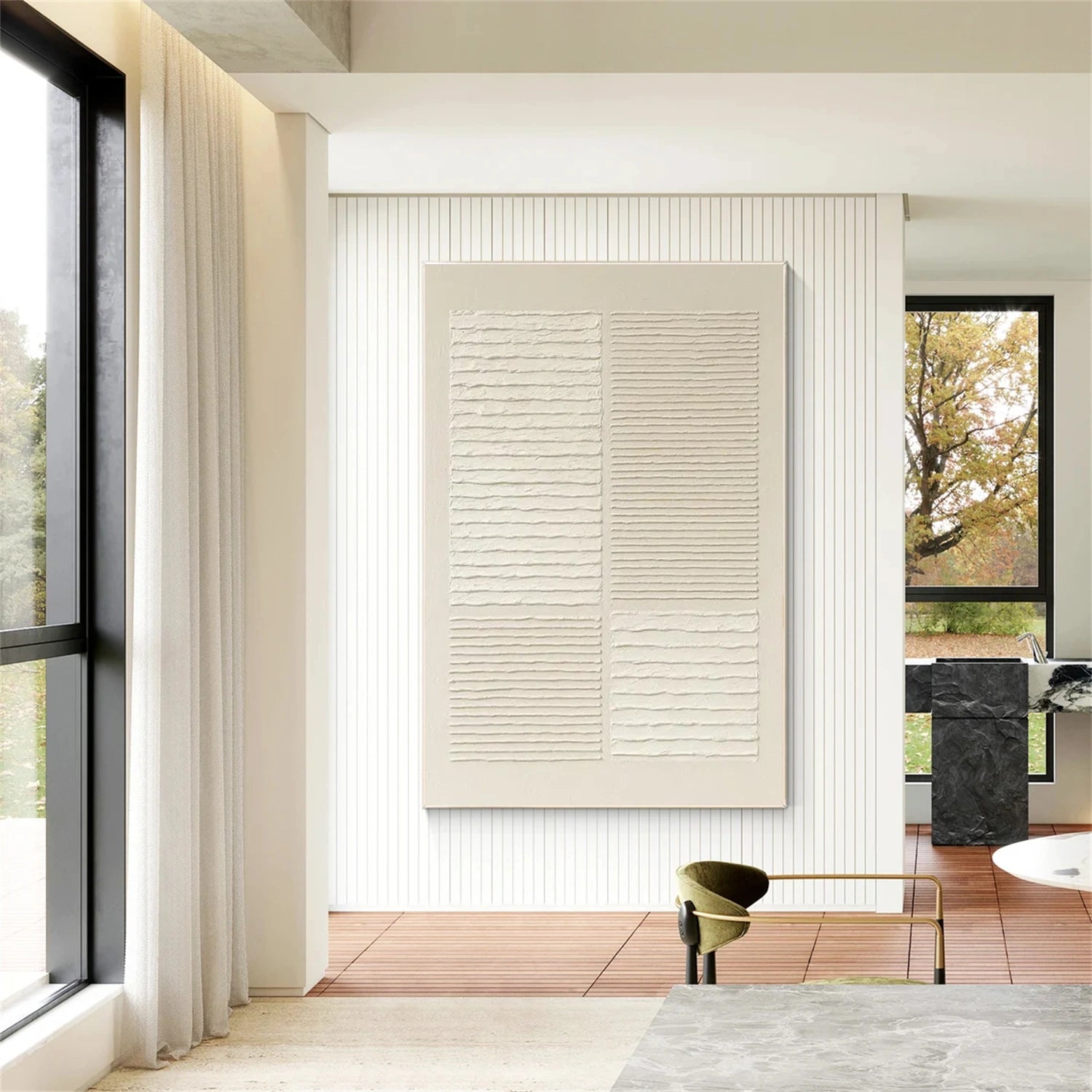 Beige & Brown Textured Minimalist Wall Art #BM036