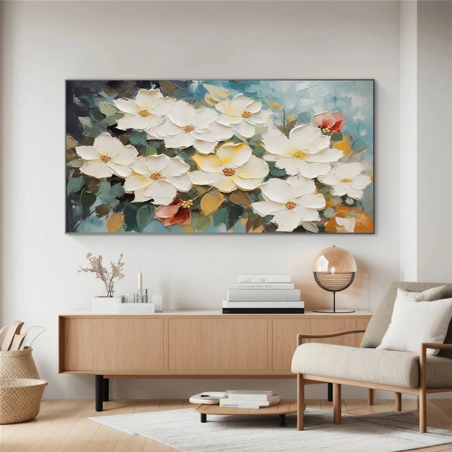 Tree And Flower Abstract Textured Wall Art #TF114