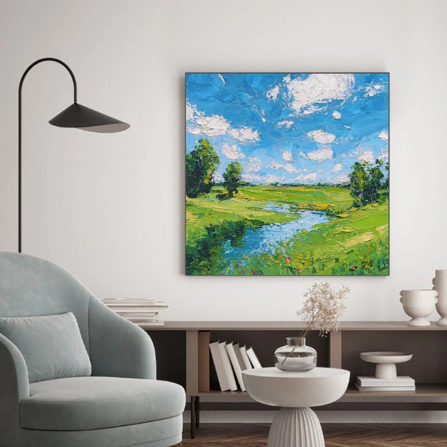 Sky And Ocean Abstract Textured Wall Art #SO363