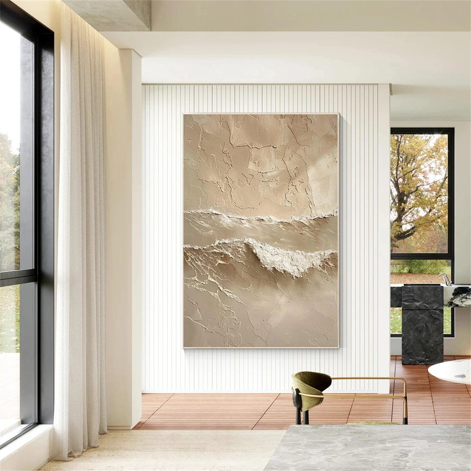 Sky And Ocean Abstract Textured Wall Art #SO378