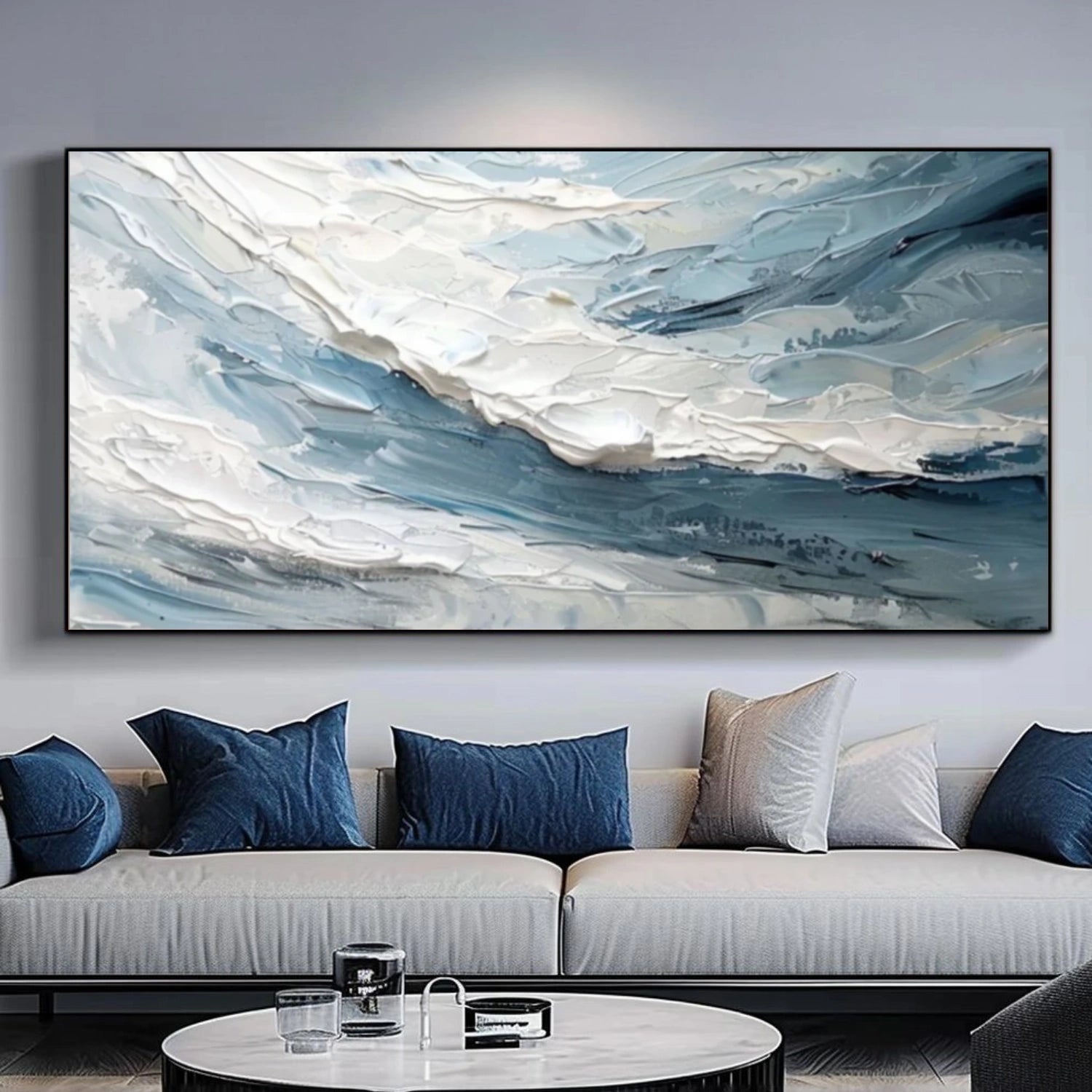 Sky And Ocean Abstract Textured Wall Art #SO336
