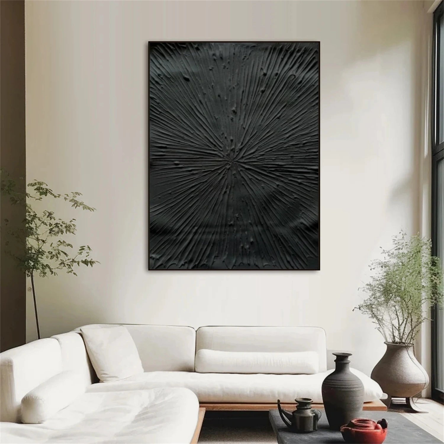 Black Minimalist Textured Canvas Art #BT086